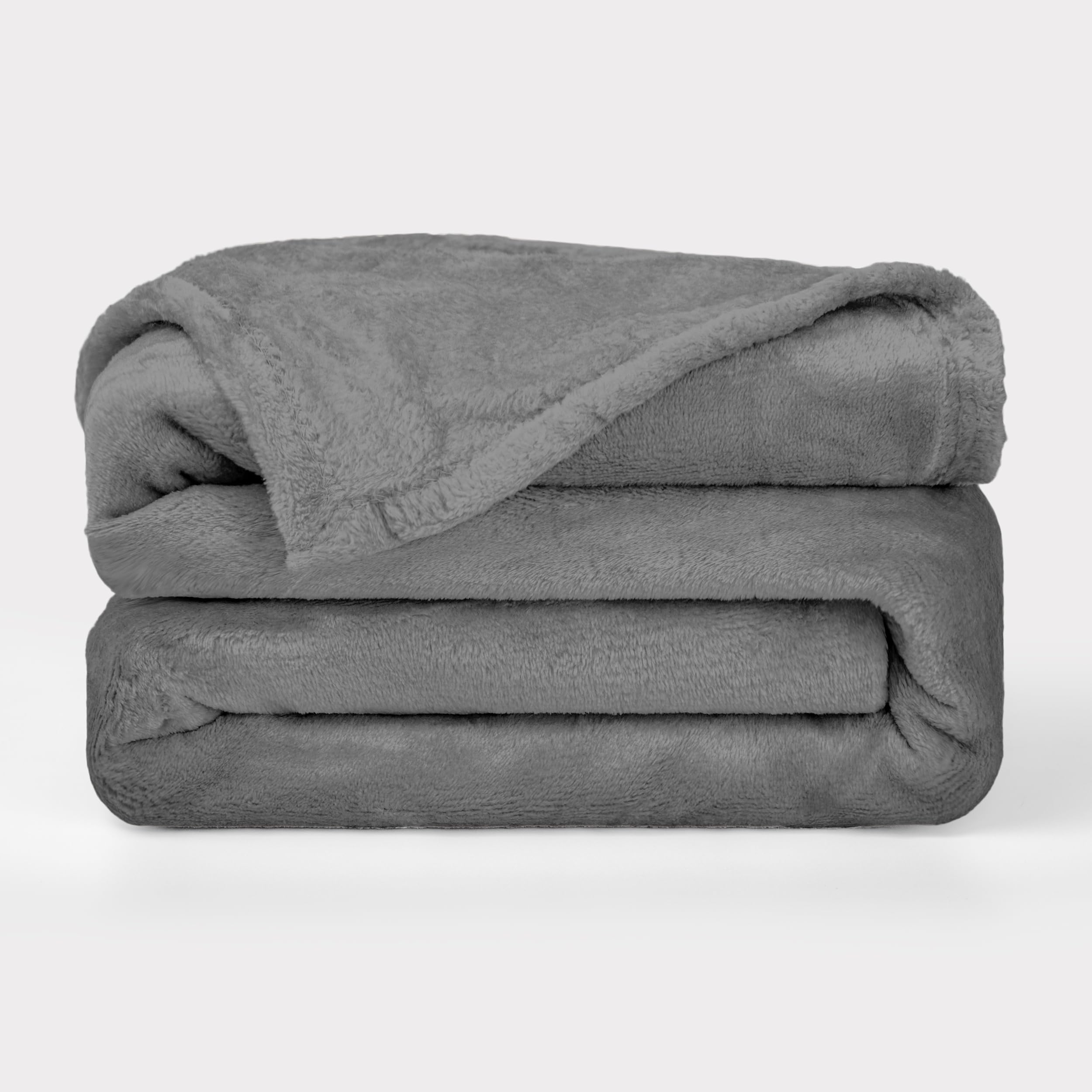 BESCH Manta de Franela para Sofá y Cama 160x220cm 100% Microfibra Extra Suave - Plaid Manta Polar para Cama de 135cm Ultra Suave y Cómodo - Color Liso Gris Oscuro
