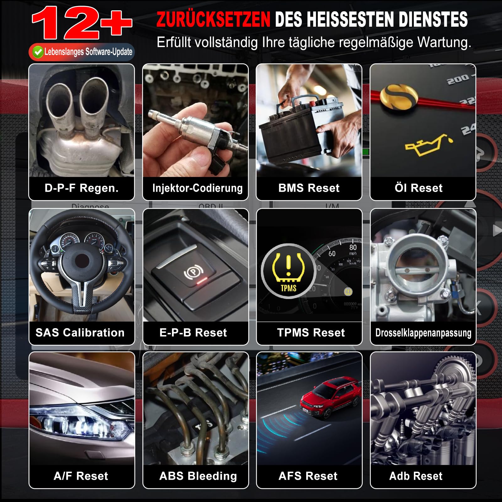 LAUNCH CRP129E Plus V3.0 OBD2 Diagnosegerät Alle System Scanner mit 12+ Reset, ABS/Einspritzdüsen-Codierung/Öl/Drosselklappe/EPB/DPF/SAS/TPMS Reset/Batterieabgleich, lebenslanges WiFi-Update