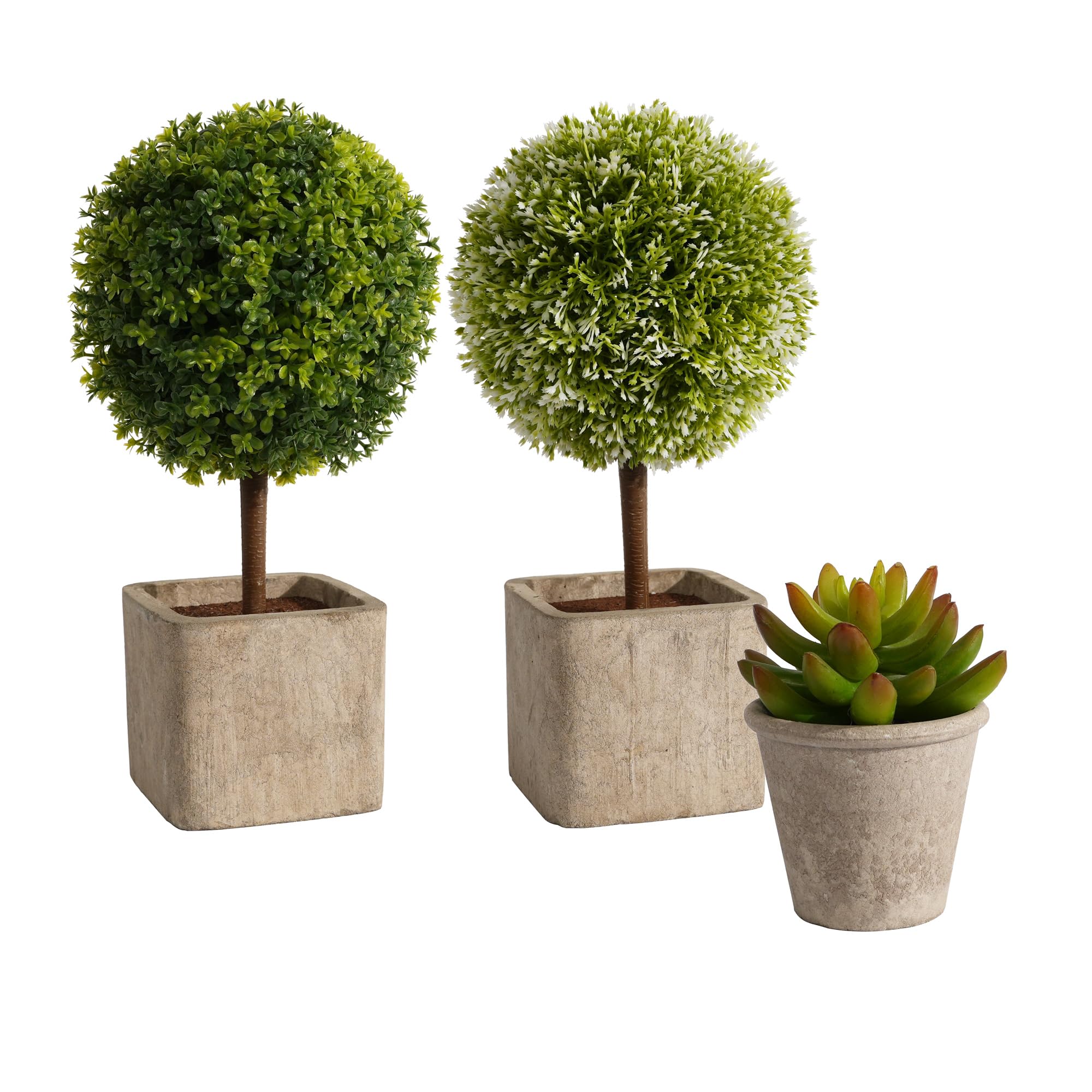 YVONNEYI 3 Stück Kunstpflanze 25.5/11.3 cm, Künstliche Pflanzen wie echt für Deko Wohnzimmer, Klein Sukkulenten Künstliche für Office Schlafzimmer Badezimmer Küchen Zuhause Innen Deko - Weiß Grün