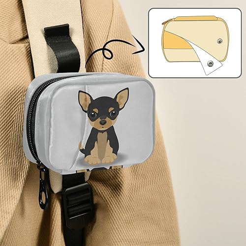 Miniatura 6 de Chihuahua Black Than Puppy - Estuche organizador de medicamentos para 7 días, lindo pastillero de viaje para perros con cremallera, soporte portátil