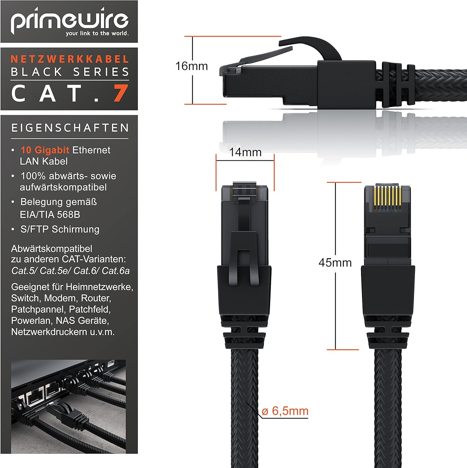 CSL 30 m CAT 7 Network Cable Black Series Gigabit LAN Cable