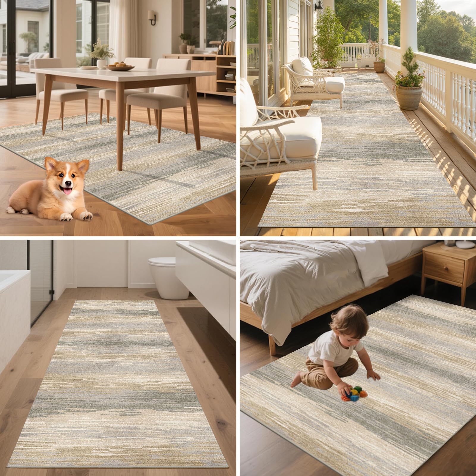 Teppich Läufer Flur rutschfest Küchenteppich Waschbar Flurläufer Teppichläufer Fußmatte 60 x 180 cm Lang Korridor Teppiche Läufer für Küche, Wohnzimmer, Schlafzimmer
