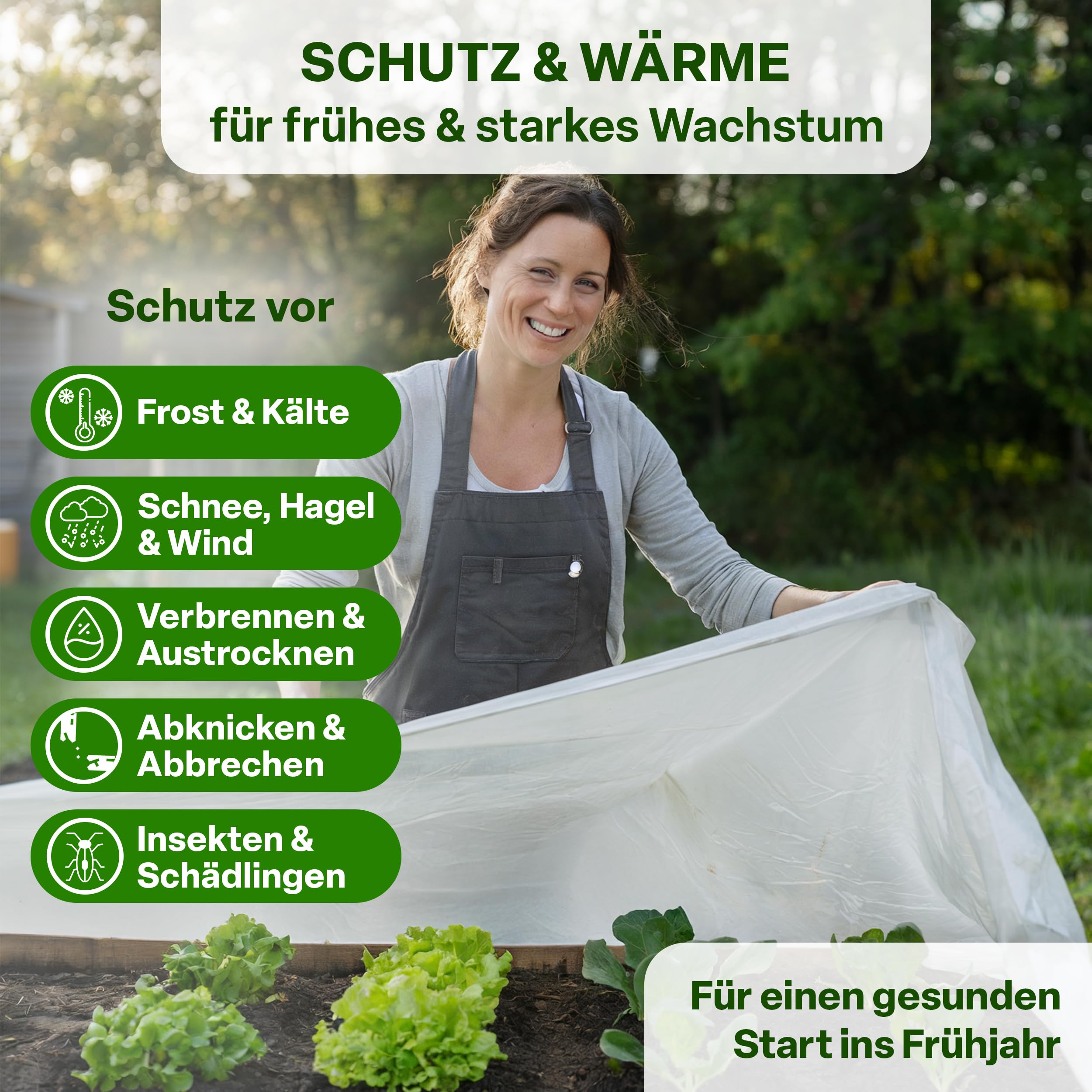 TTL Garden 17 g/m² wintervlies, 10 m², 2 m x 5 m, wit, vorstbescherming, thermovlies, tuinvlies, winterbescherming voor planten buiten, plantendoek, plantenbescherming, winteremmer en verhoogd