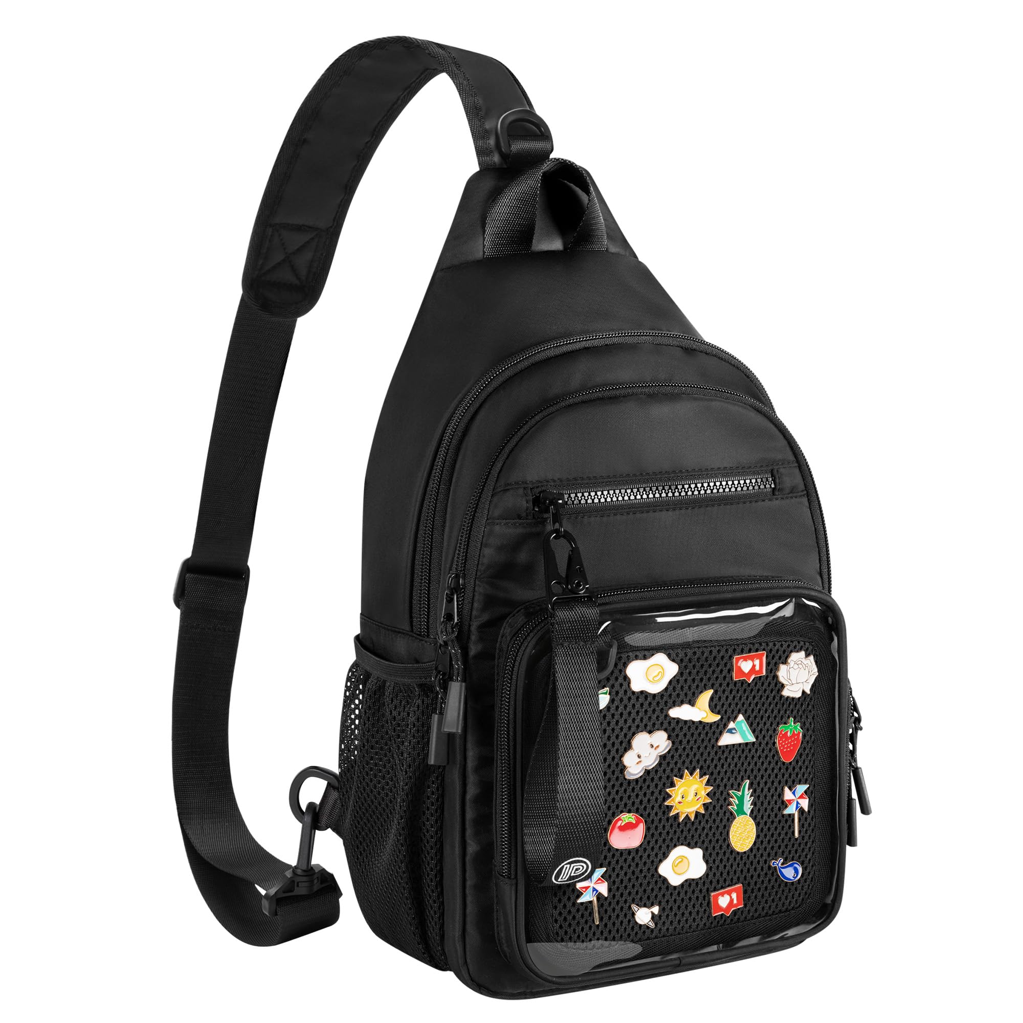 Prokva Ita Bag Crossbody Pin Display Sling Bag with Insert Ita Chest Pack Backpack with Clear Pocket for