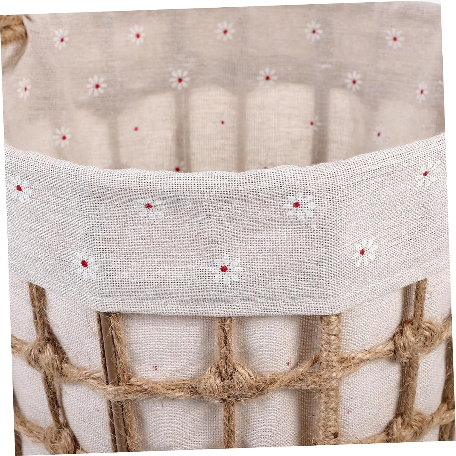 Hand Woven Storage Basket with Liner Rustic Round Organizer Small Size Natural Jute Rope Decorative Home Storage for Sundries for Bedroom Nursery or Office