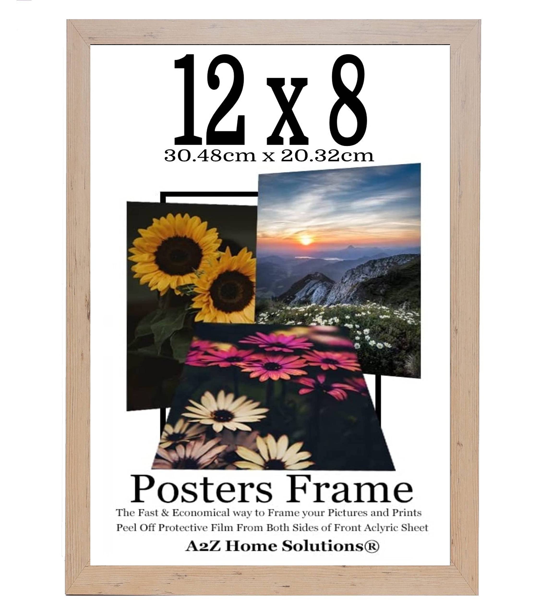 A2Z Home Solutions® Multi Pack 12x8 Photo Frame Multipack with Safe Clear Perspex Front & Wall Hanging Hooks MDF Backboard Display Picture Photograph Portrait or Landscape (Single)