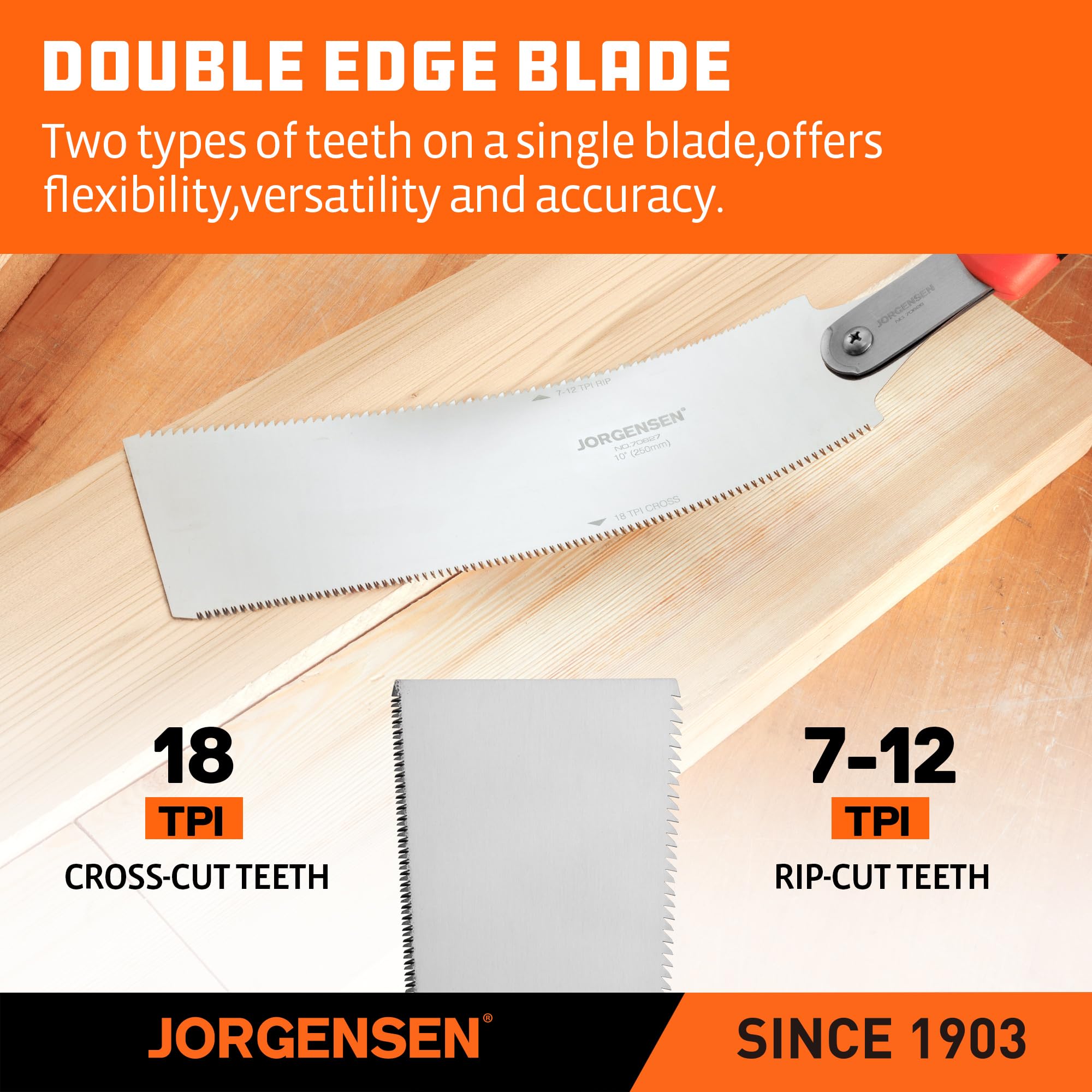 JORGENSEN Japanese Pull Saw, 10 Inch Pro Double Edge Hand Saw