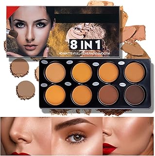 Beteligir 8 Color Powder Contour Palette, Cosmetics Contour and Highlighting Powder Foundation Palette/Contouring Makeup Kit, Contour & Bronzer, Light to Medium, Vegan & Cruelty-Free (02)