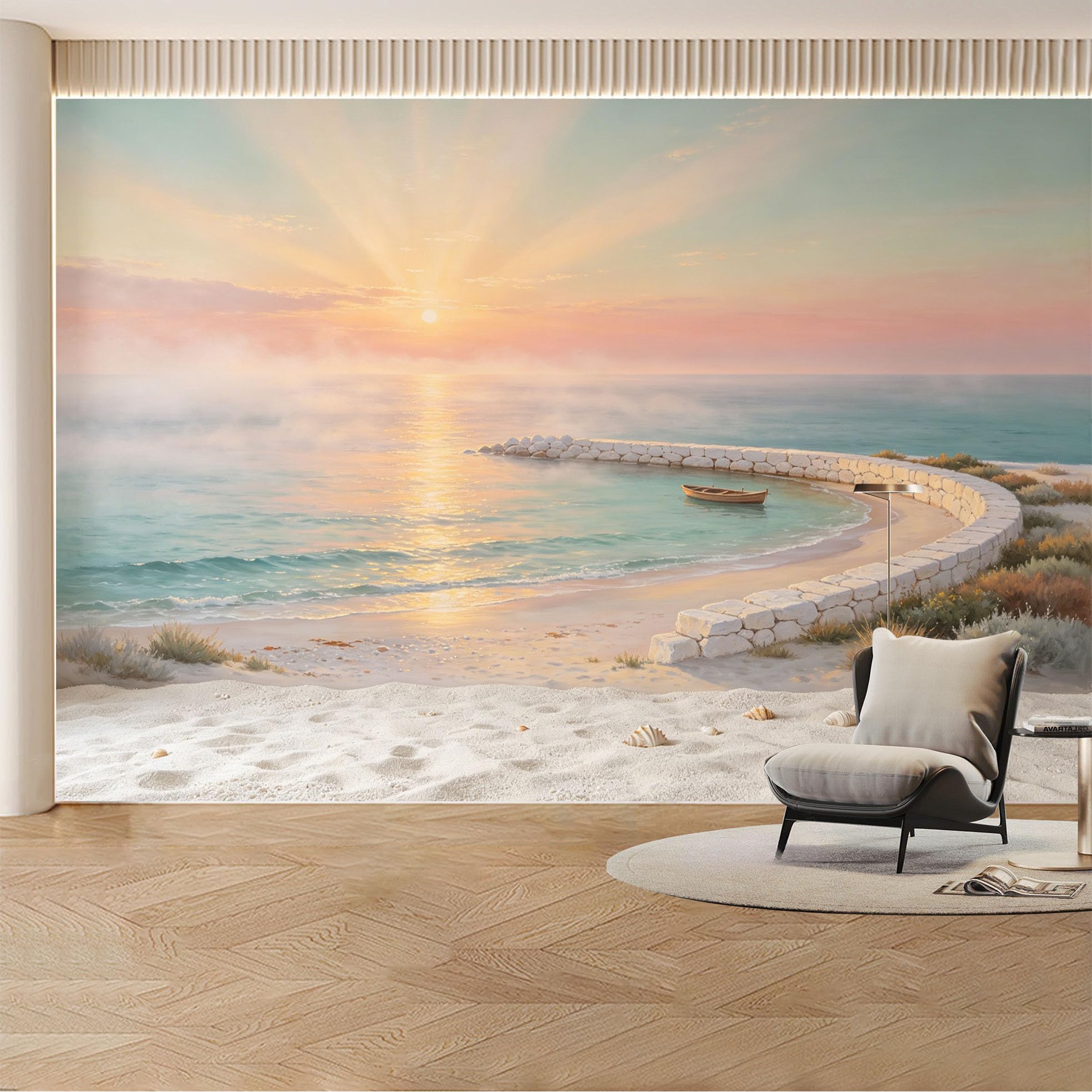 Custom Wall Mural Wallpaper Autumn Lake Dock Forest Landscape， 3D Effect Wall Decor， Misty Sunset Tropical Removable SelfAdhesive Large Photo for Living Room， Bedroom， Office
