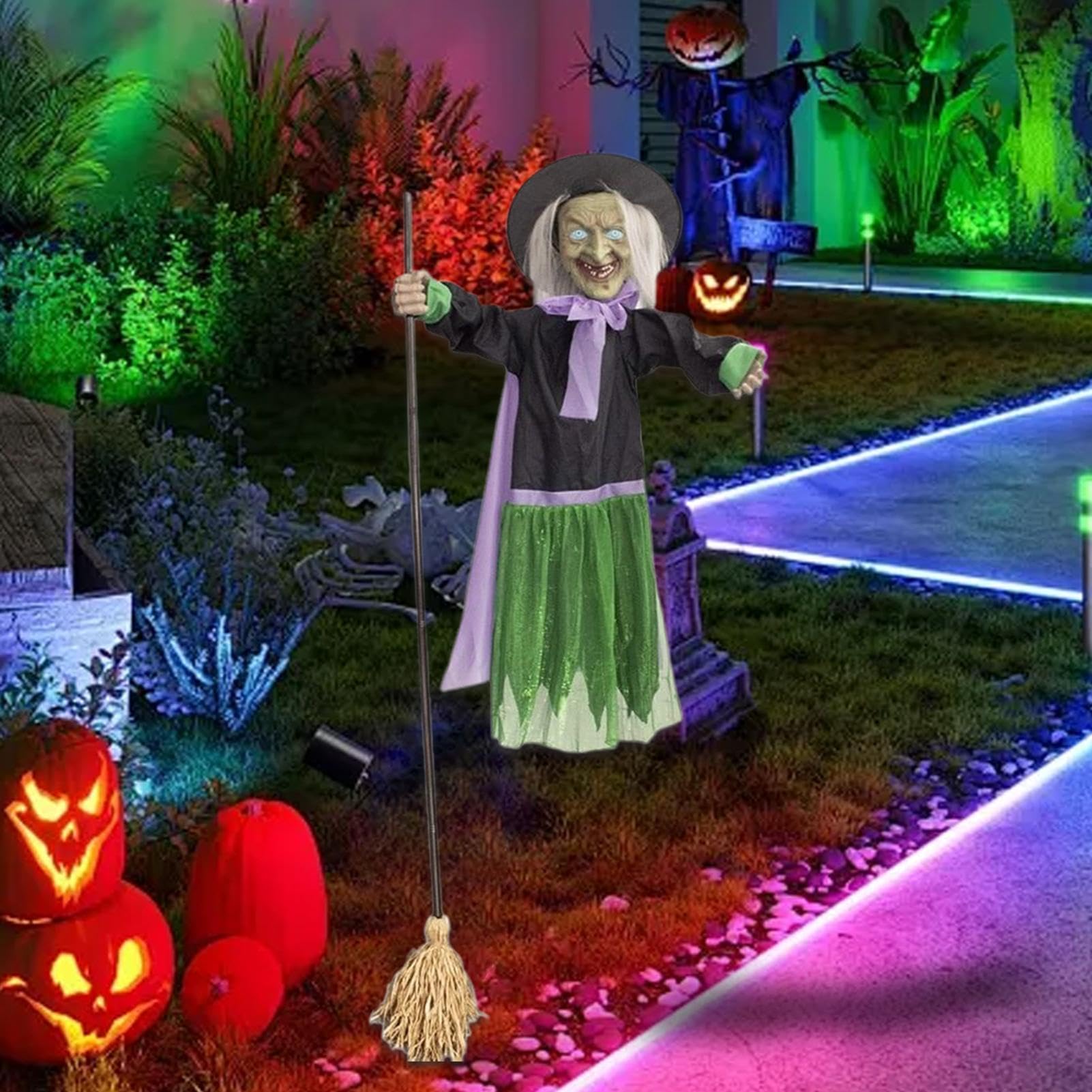 Flotante Con Sensor Realista Activado Por Sonido Y Movimiento De 1,83 m | Animatrónica Espeluznante de Tamaño Real para Entrada Patio Césped Jardín Casa Emda Vacaciones Festival