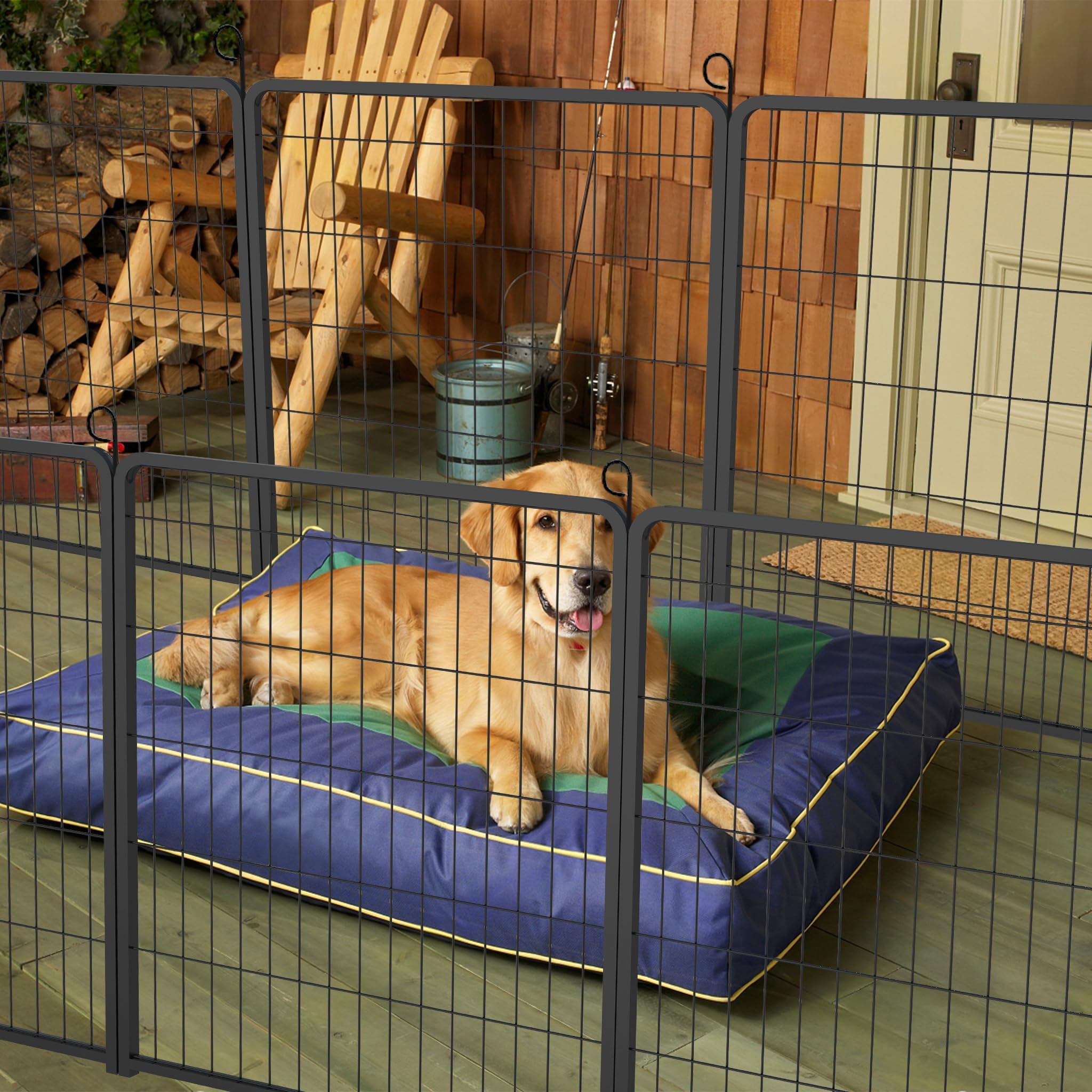 UISEBRT Recinzione per cuccioli con porta, box per cani, flessibile, pieghevole, per cane, gatto, cucciolo, coniglio (80 x 80 cm, 8 pezzi)