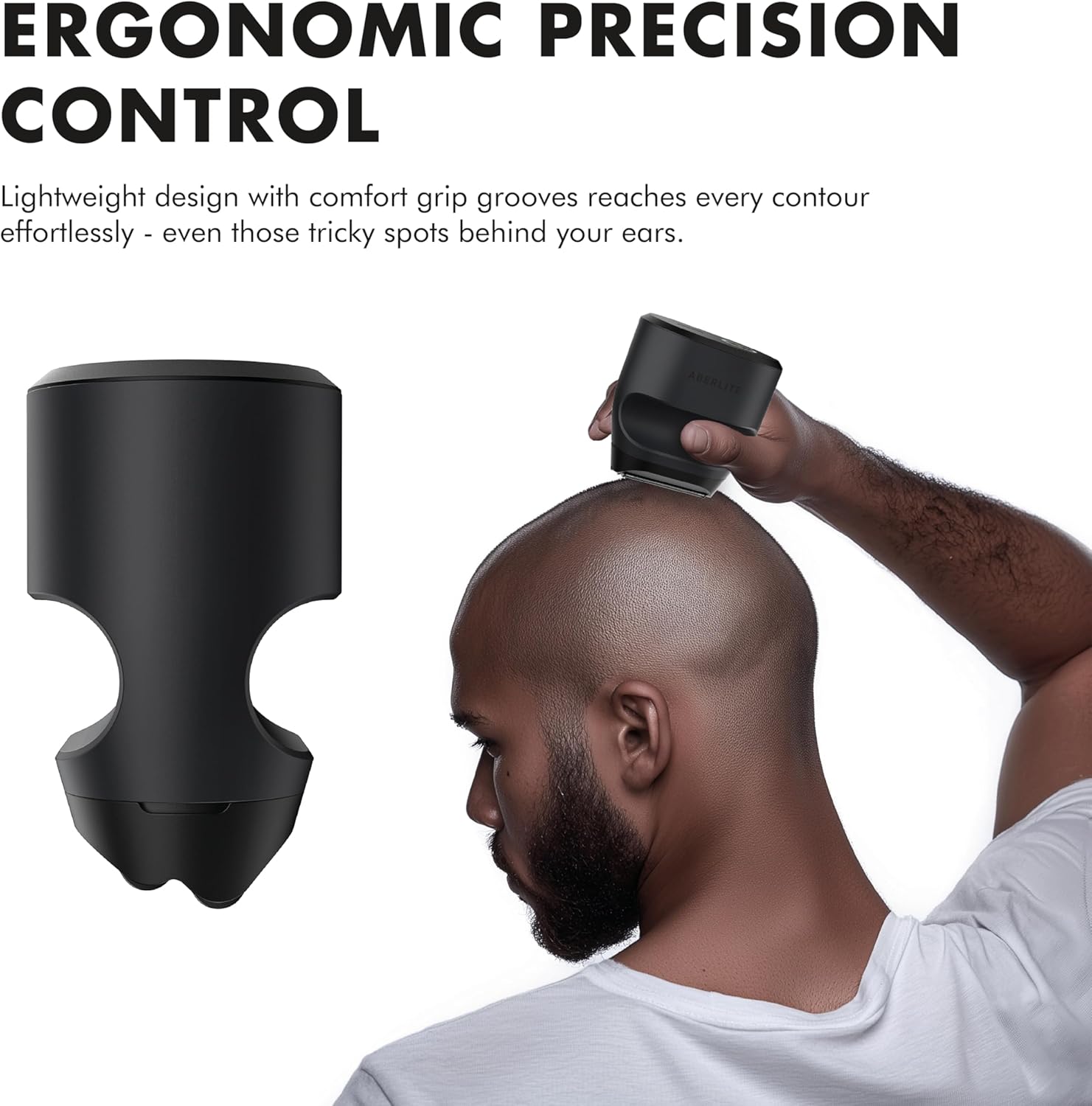 Aberlite Touch 2 Foil Head Shaver for Bald Men - Finishing Foil Shaver for Bald Head & Face, 0.05mm Ultra-Thin Foils for Razor-Smooth Results, Ergonomic Multi-Grip, Waterproof, USB-C Charging (Black)