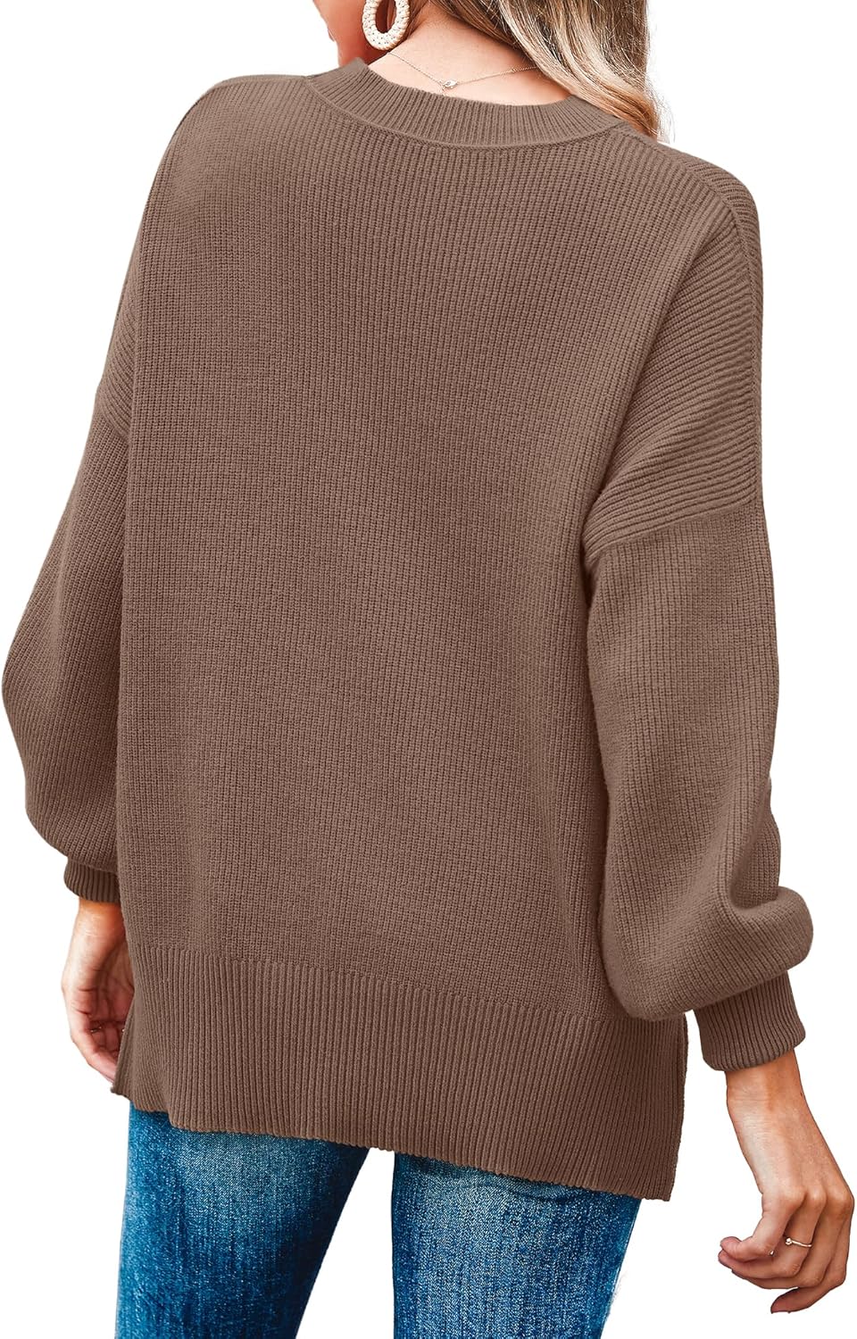 Imily Bela Womens Oversized Tunic Sweaters Fall Slouchy Long Sleeve Ribbed Knit Side Slit Pullover Jumper - Image 4