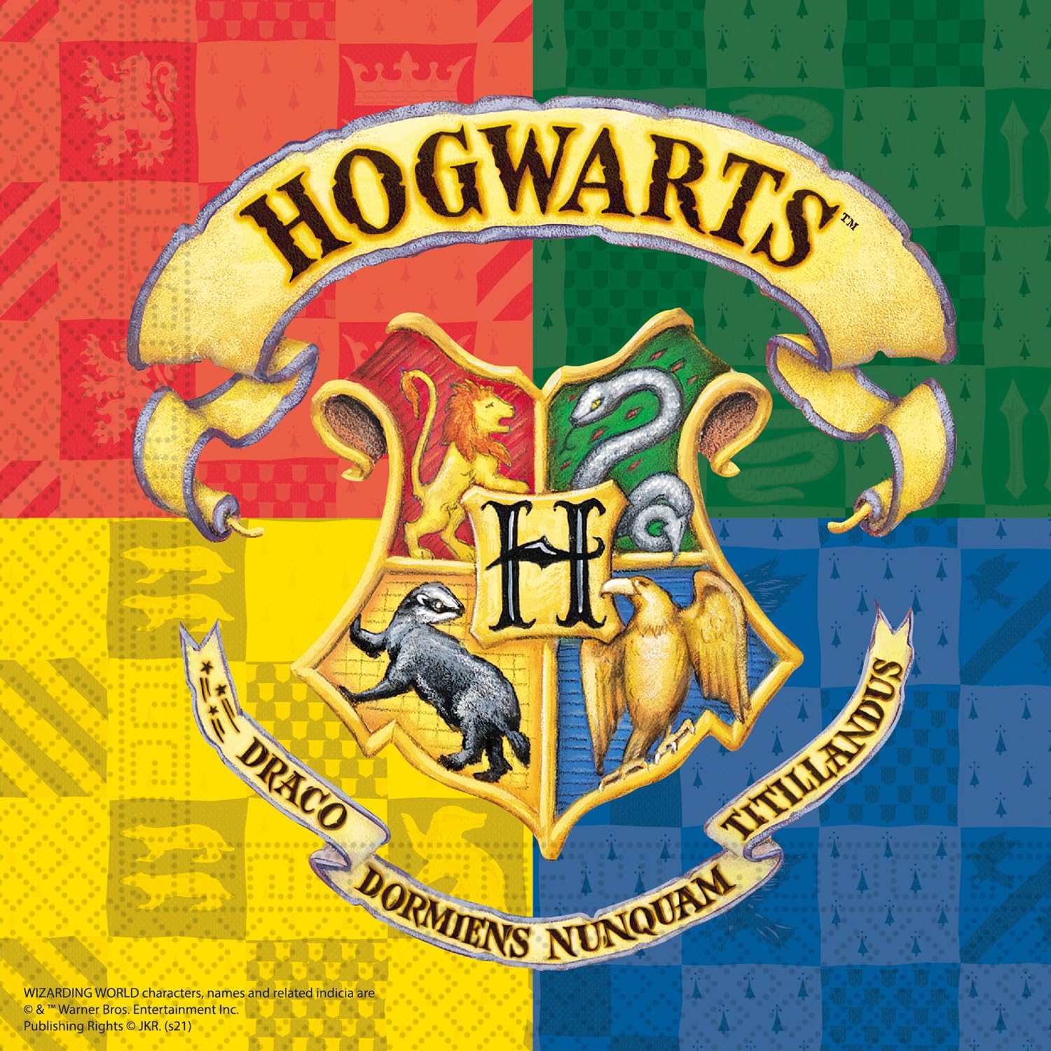 Procos 10137422 - Zestaw imprezowy S Harry Potter - Hogwart, 52-częściowy zestaw, 16 talerzy, 16 kubków, 20 serwetek, naczynia jednorazowe, naczynia imprezowe, dekoracja stołu