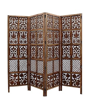 verdant creations Wooden Partition - Room Divider, Room Separator for Home/Living Room/Office -4 Panel (Melamine Finish, 6 Ft Brown)