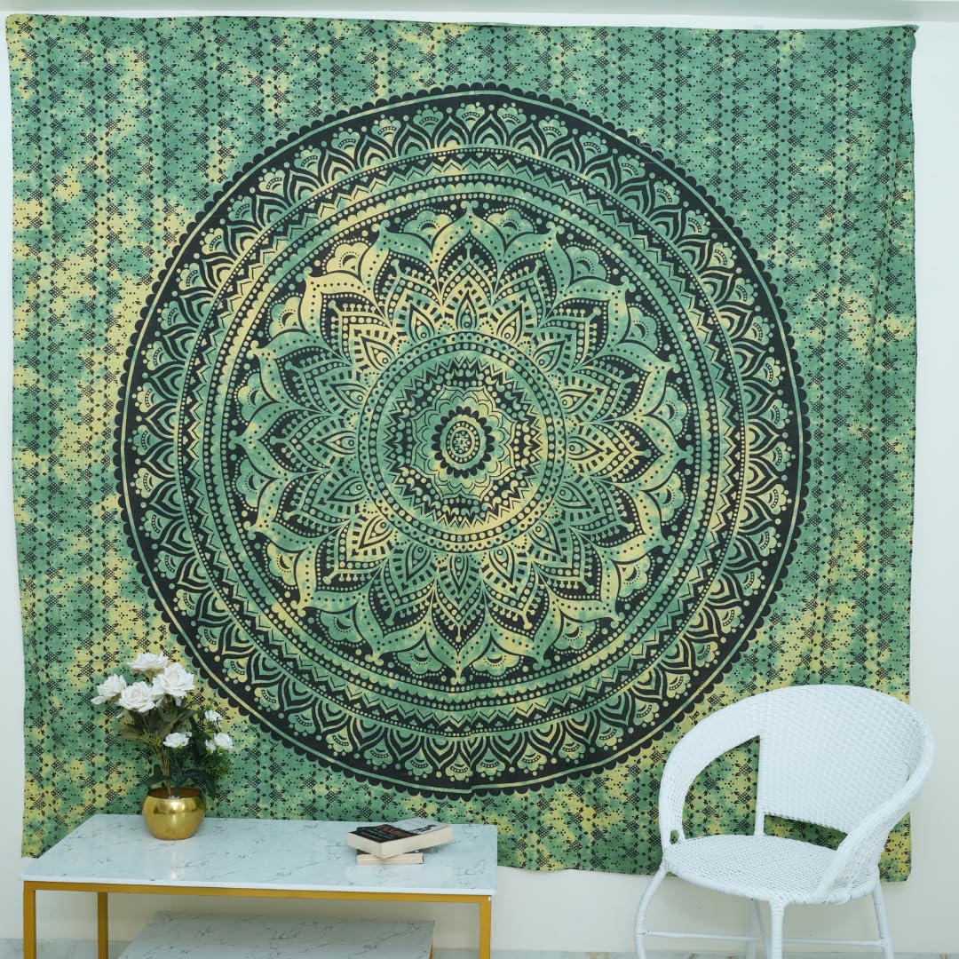 FURNISHFUL FINESSE Mandala Tapestry - Green Ombre -5 FURNISHFUL FINESSE Mandala Tapestry - Green Ombre -5