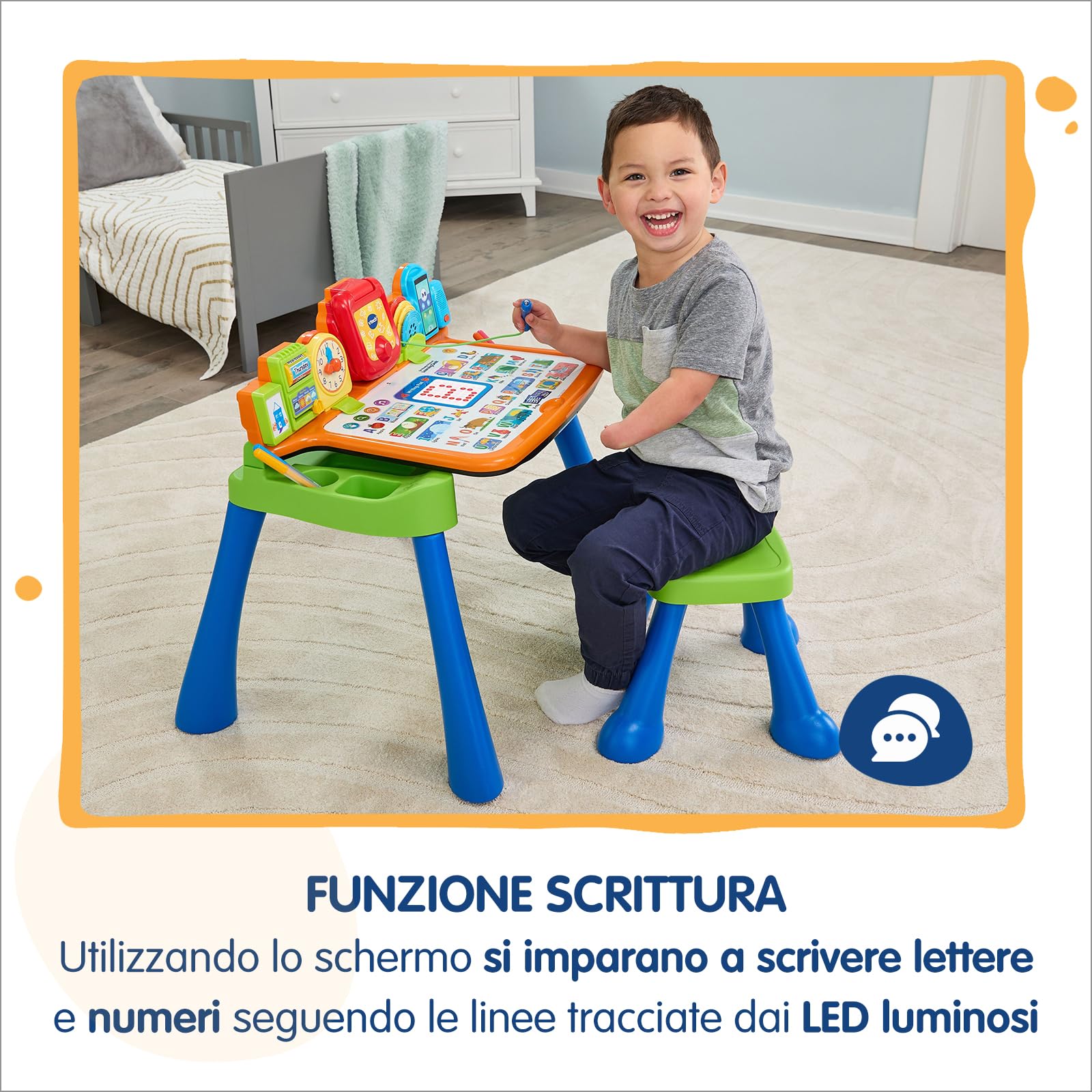 VTech Magico Tavolo Interattivo ToccaImpara 5 in 1 Bambini 3-6 Anni | Funzione Proiettore, Impara a Scrivere e Disegnare, Cavalletto, Lingua Italiana