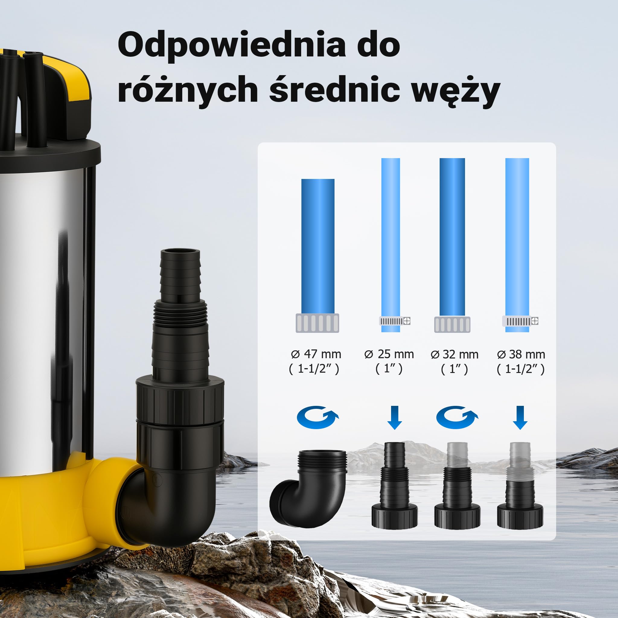 Wiltec Pompa zanurzeniowa do wody czystej 550 W 12500 l/h 7 m stal nierdzewna PPO