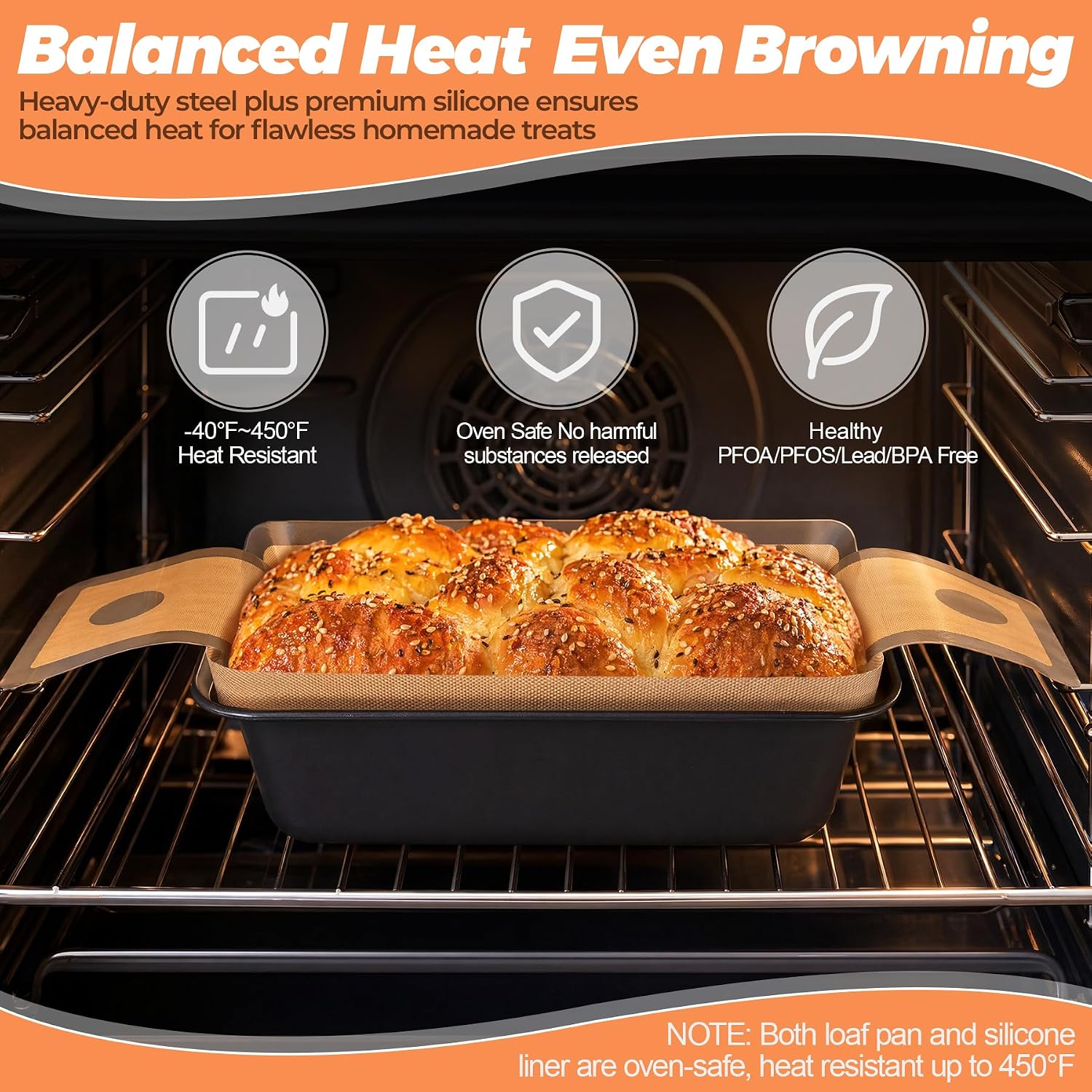 HOTEC 4 PCS Bread Loaf Pan with Liner Bread Pans for Homemade Bread