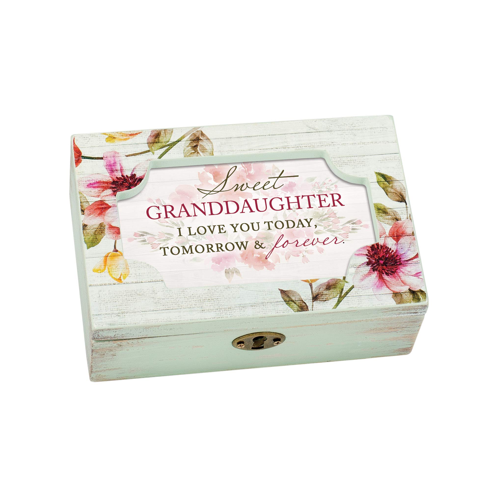 Cottage Garden Granddaughter I Love You Floral Decoupage Petite Music Box Plays You are My Sunshine
