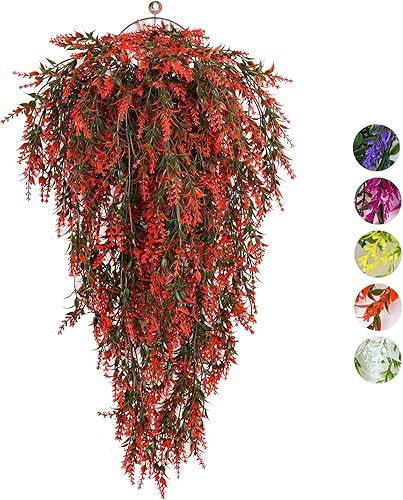 RECUTMS Flores colgantes artificiales de lavanda, 4 unidades, plantas de plástico sintético, decoración de cocina, hogar, boda, oficina, jardín