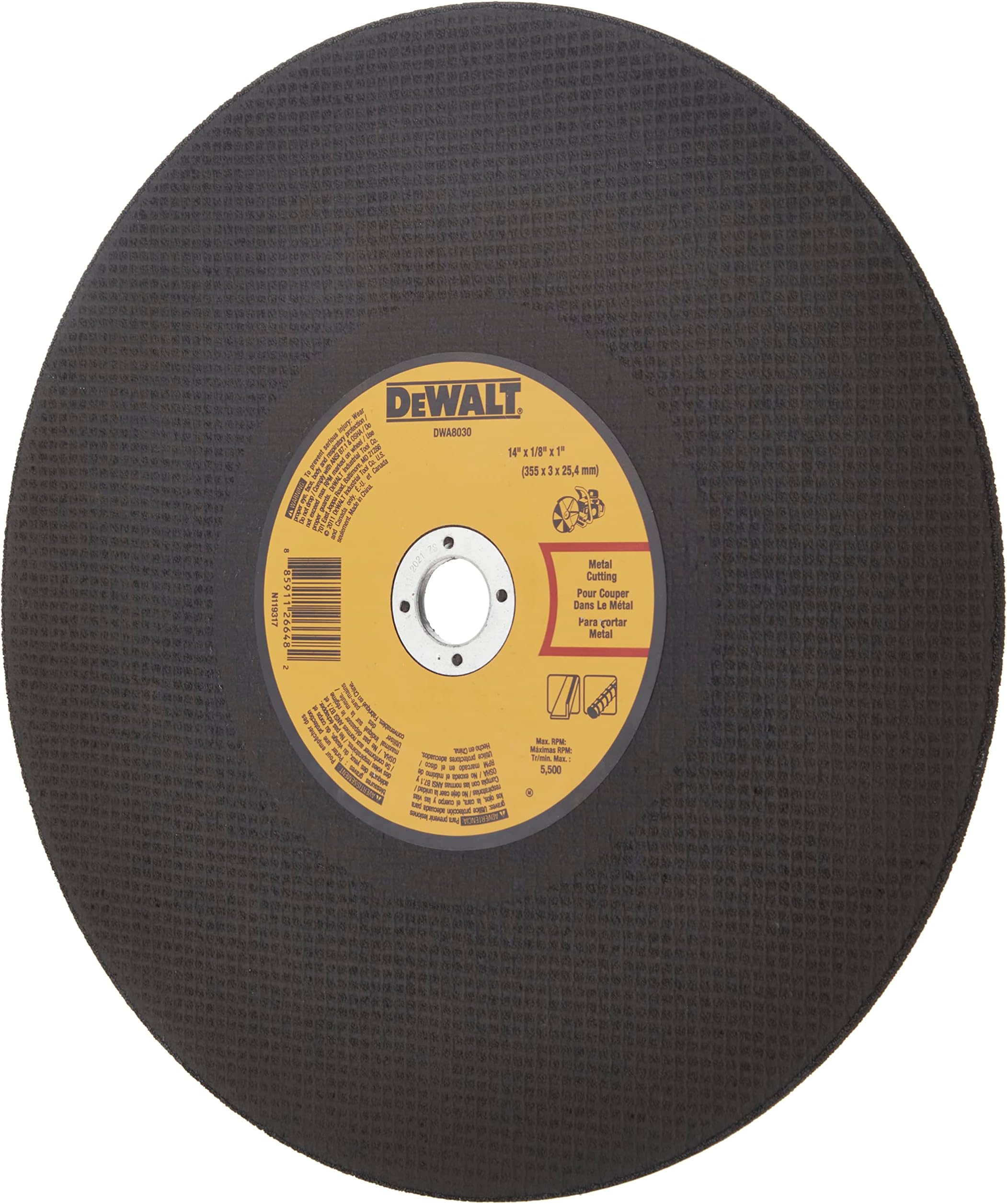 DeWalt DWA8030 Metal Port Saw Cut-Off Wheel, 14-InchX 1/8 X 1-Inch