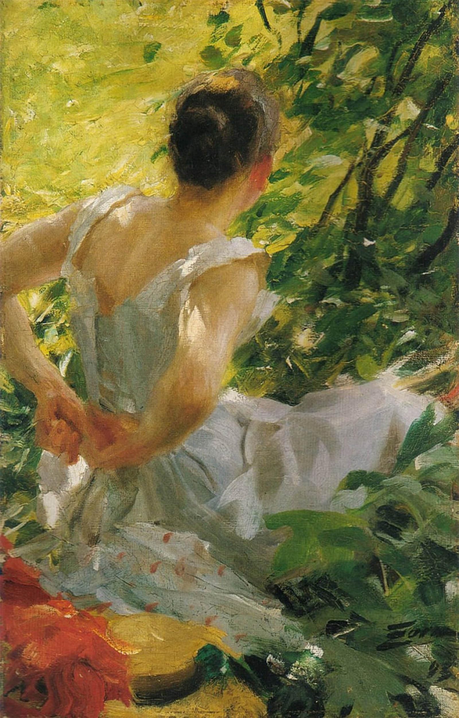 SERENDIPITP Abstract Painting Mural Print Picture Wall Decor Painting Woman dress by Anders Leonard Zorn Vintage Wall Artwork for Home Decor 60x90cm