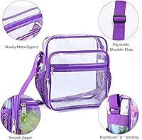 Vista 22 de Bolsa transparente aprobada para estadios, bandolera transparente con correa ajustable para conciertos, eventos deportivos Negro