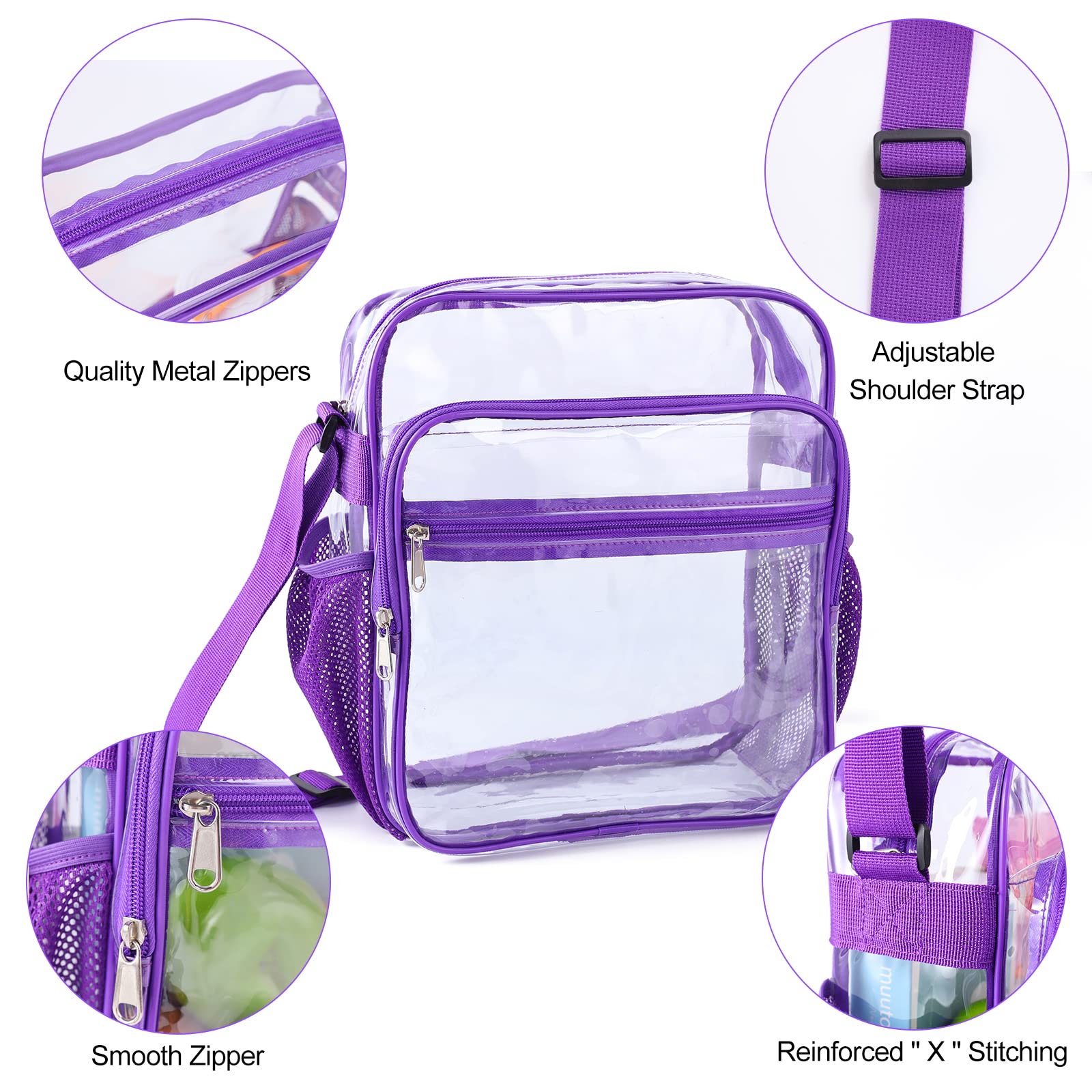 Clear Bag Stadium Approved, Clear Crossbody Messenger Shoulder Bag with Adjustable Strap for Concerts, Sports Events