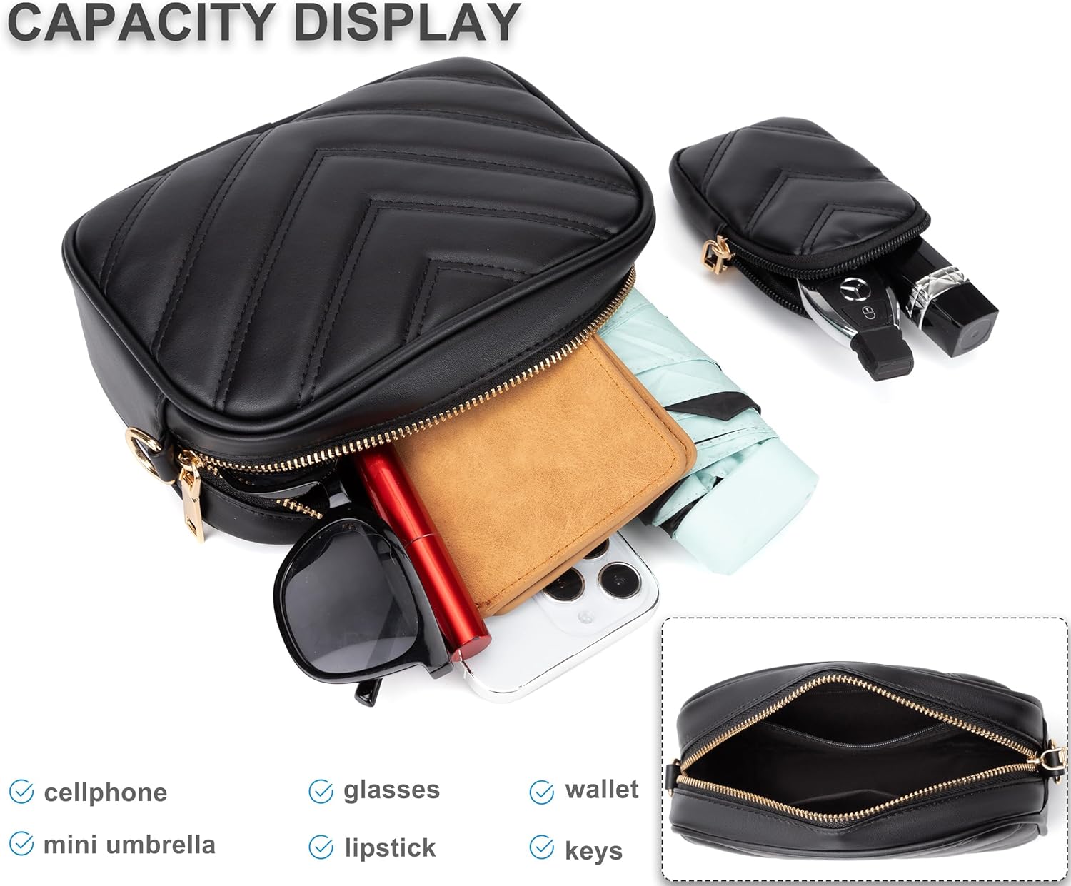 Small Quilted Crossbody Bags for Women Stylish Leather Purse Designer Handbag with Coin Pouch for Shopping, Dating, Traveling - Image 7