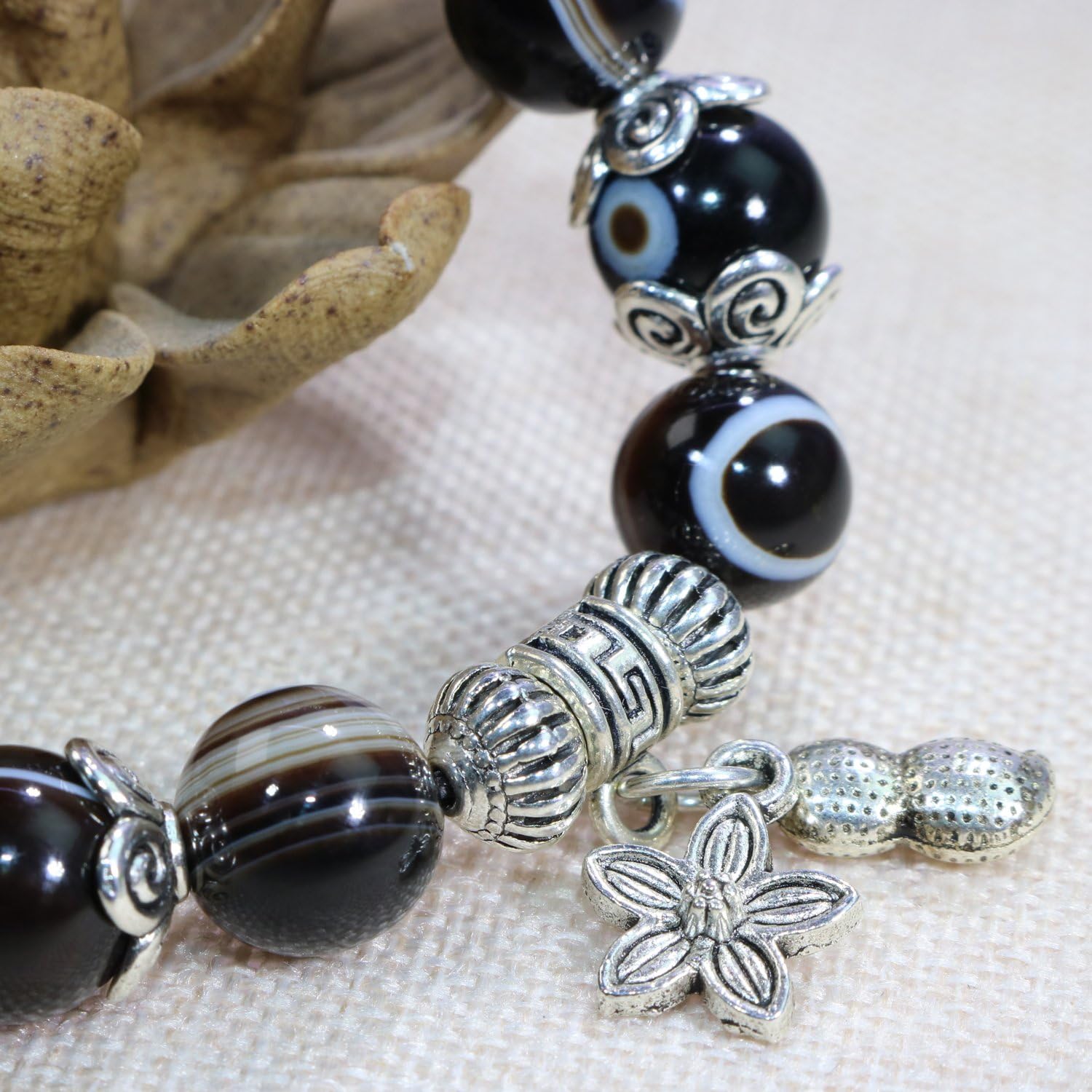 Jan&Dee Eye of God Chakra Sardonyx Agate Crystal Bracelet 10mm