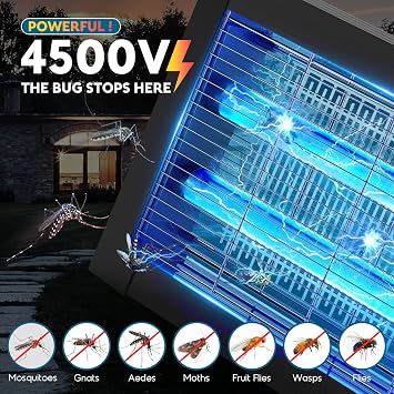 Solar Bug Zapper Outdoor, Mosquito Zapper 4500V Cordless Waterproof