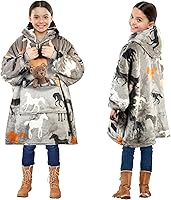 Vista 12 de Solaris Manta Ponible con Capucha de Unicornio Rosa para Niños - Regalo Cálido y Suave, Sudadera Pullover de Forro Polar Sherpa Acogedora de Gran