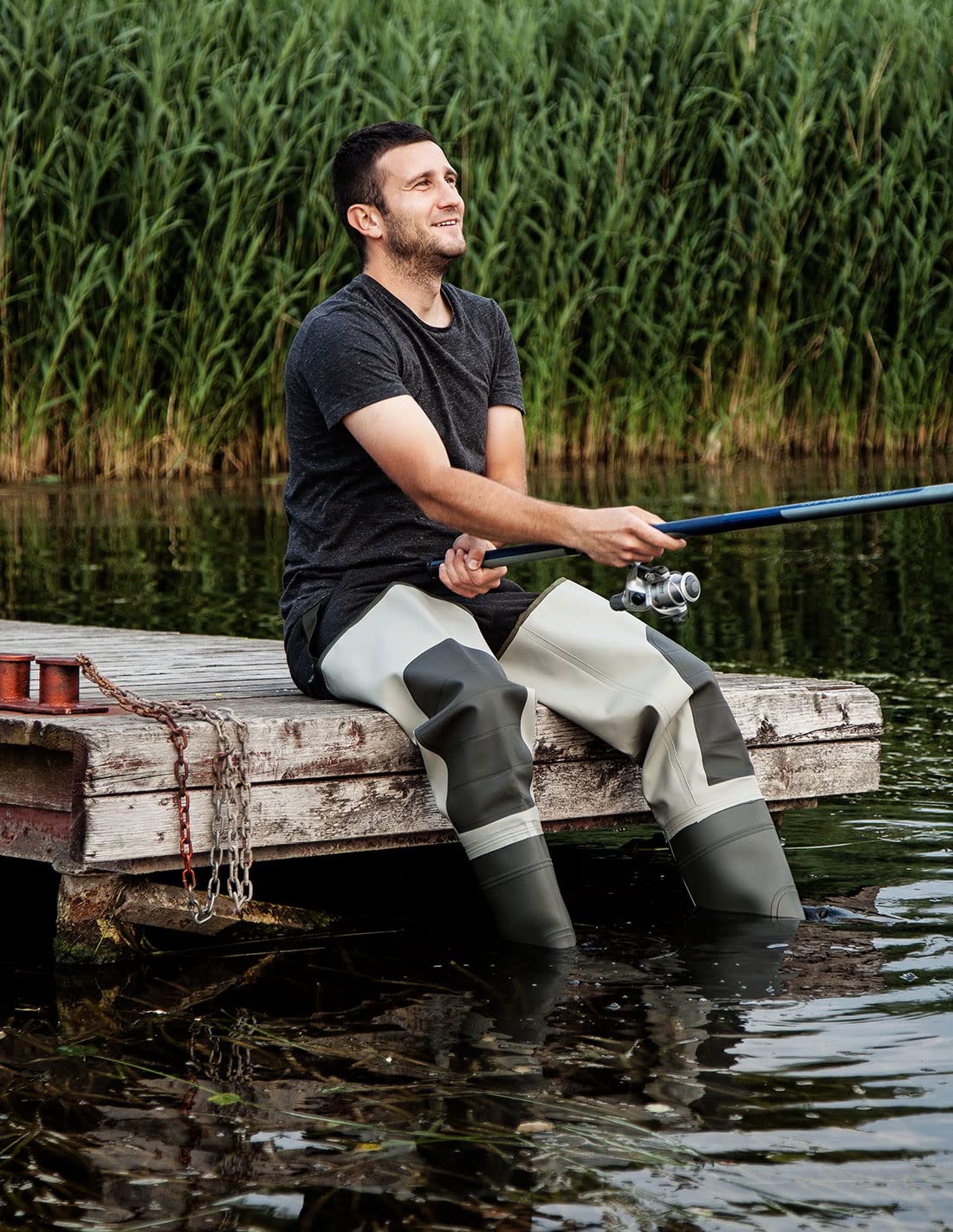 PROS wasserdichte Watstiefel Oberschenkel Wathose mit verstärkten Knien