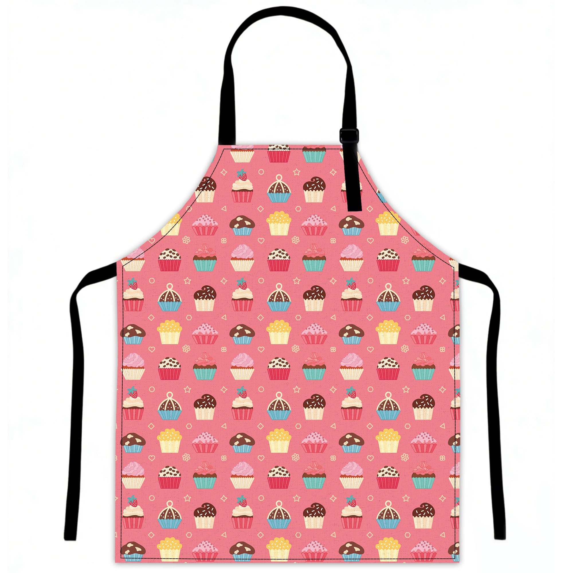 Lqebuy Women's Cute Cupcakes Kitchen Aprons Adjustable Cooking Apron Bib For Men Chef Cooking Baking Gardening