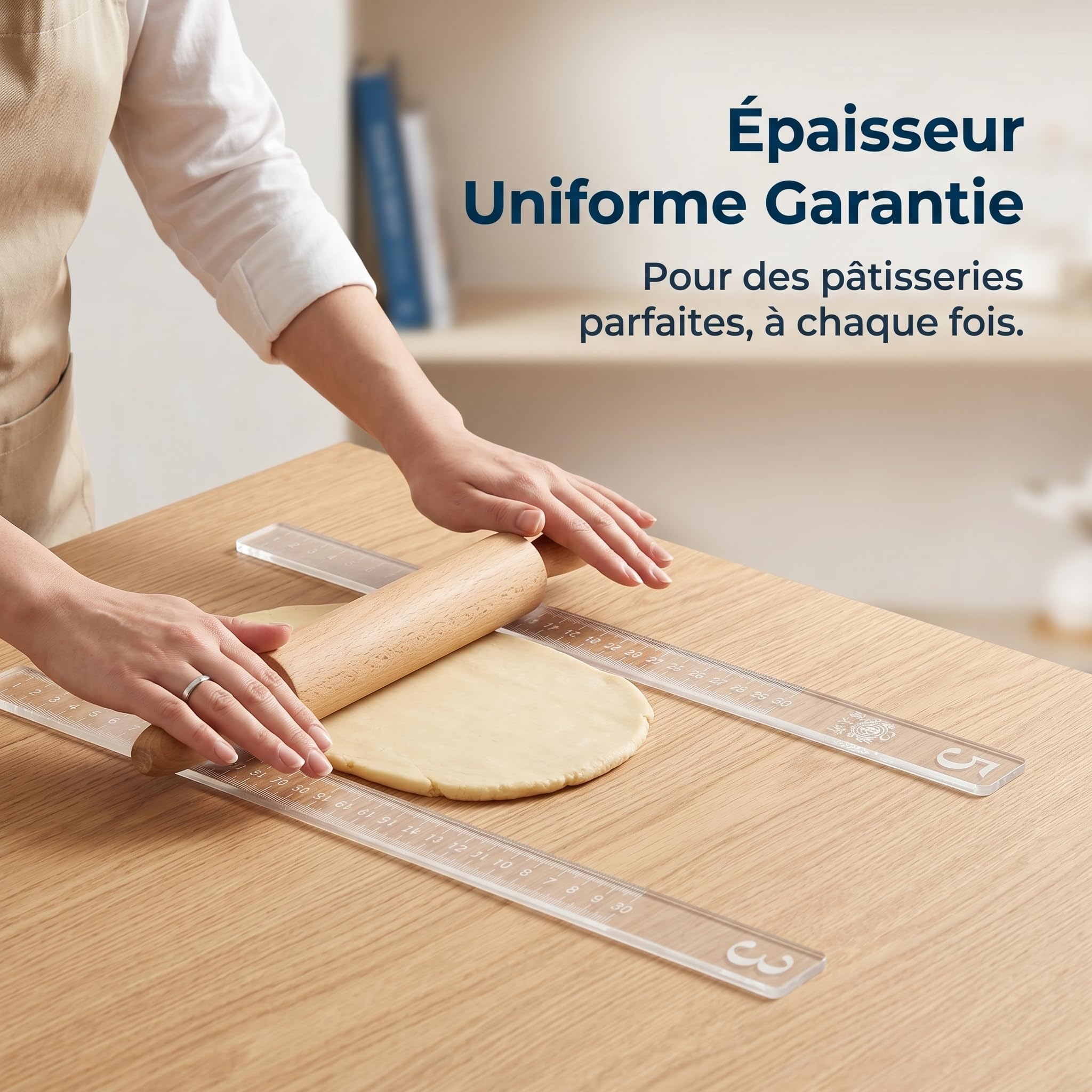 Homoyoyo Règle Pâtisserie En Acrylique Transparente 2 Pièces 3Mm Et 5Mm Pour ÉPaisseur Uniforme De PâTe Et Biscuits Facile À Utiliser Et Nettoyer