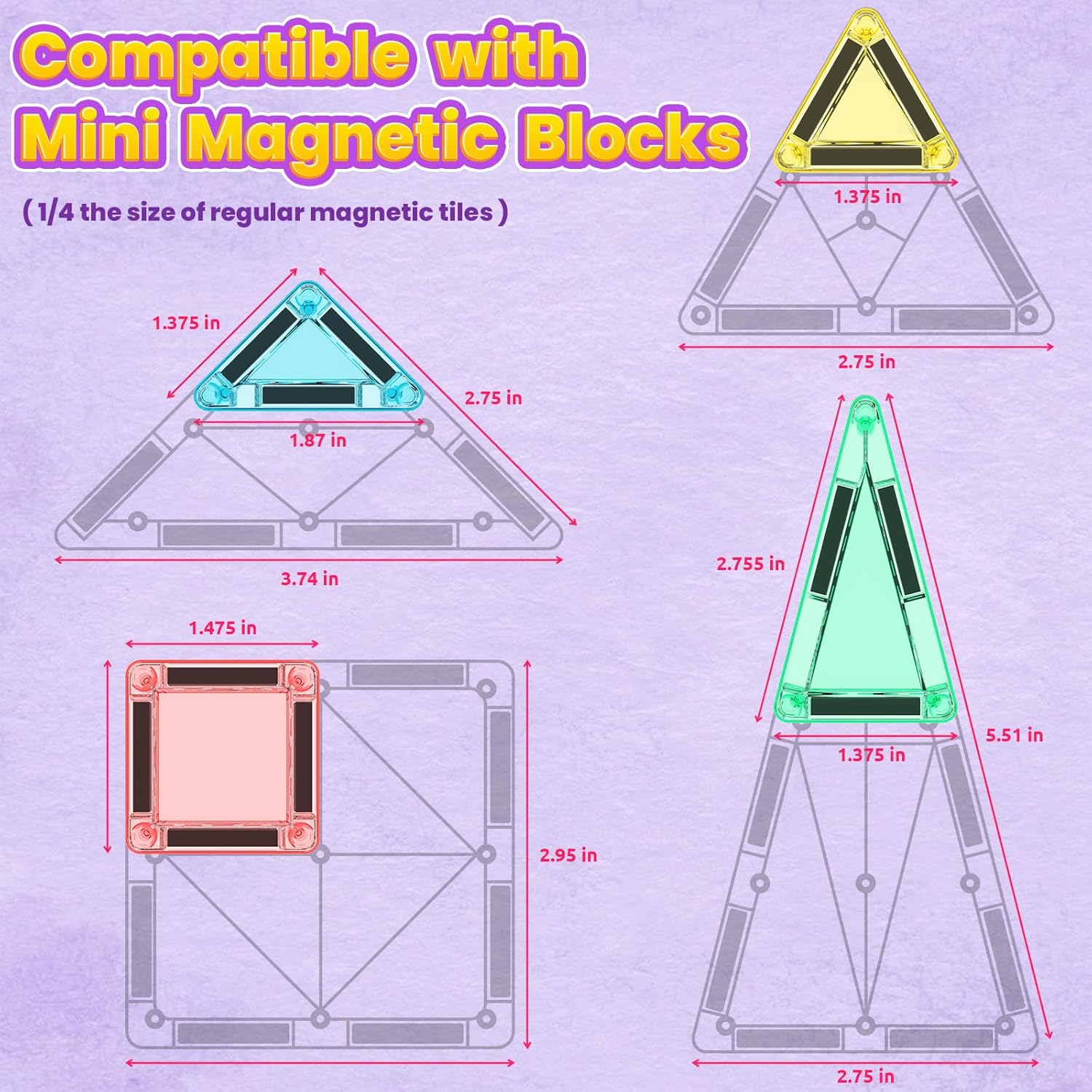 40PCS Magnetic Tiles Mini Travel Essentials Toddler Toys with Case Set, Preschool Montessori Education Magnetic Building Blocks Games Sensory Toys for 3 4 5 Year Old Boys Girls Birthday Gifts - Image 5