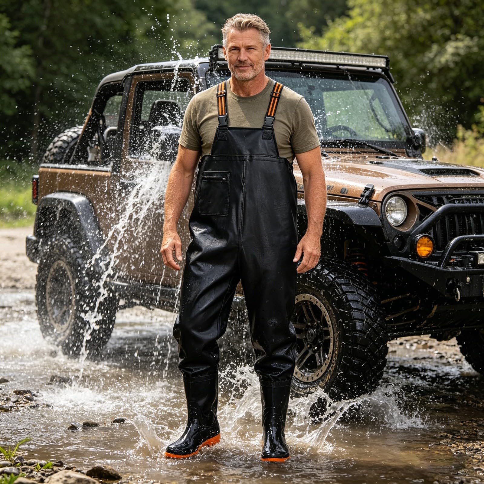Wathose mit Stiefeln für Herren, wasserdicht, atmungsaktiv, zum Angeln, Wathose, leicht, Jagd-Overall, schnell trocknend, Overalls für Fliegenfischen, Entenjagd, klassische Passform, Wathose 0