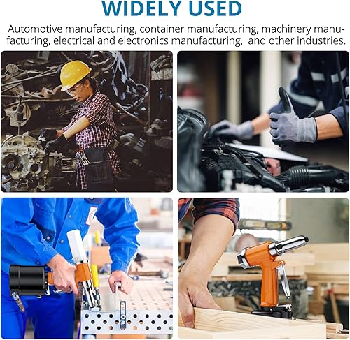 Miniatura 8 de AUTOUTLET Pistola neumática de tuerca remachadora resistente, remachadora hidráulica de aire con 5 piezas nasales de 332 pulgadas, 18 pulgadas, 532