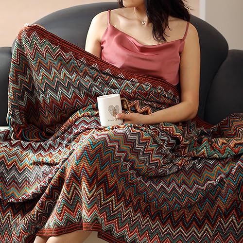 Miniatura 4 de Manta bohemia de punto con borlas, para exteriores, reversible, suave, acogedora, ligera, para sofá cama, sofá, cama, manta decorativa afgana para