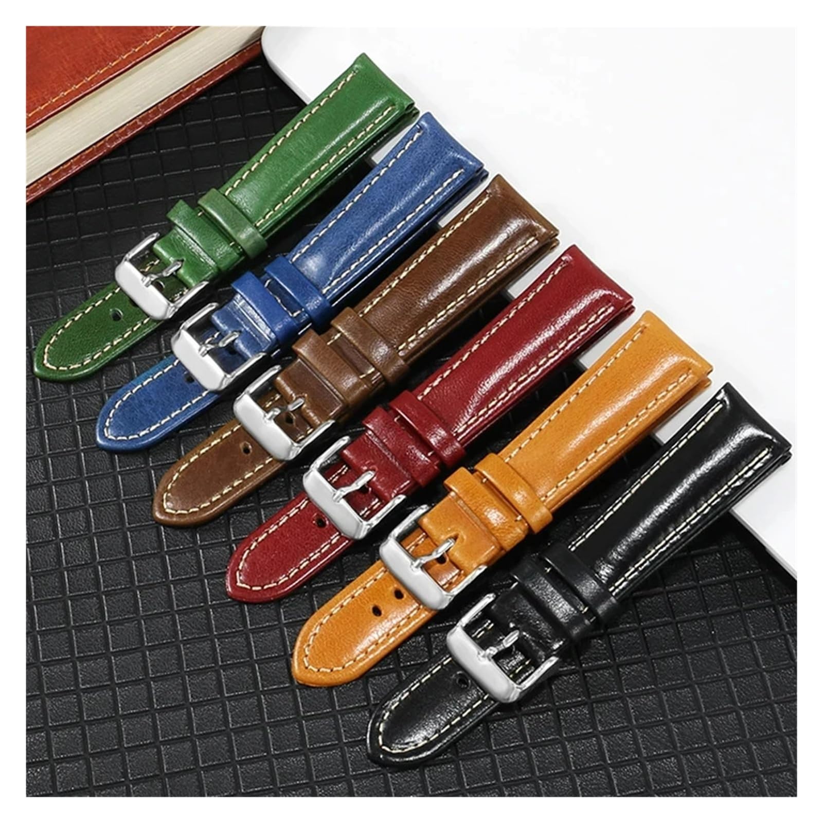 LUGEMA Bracelet De Montre En Cuir Véritable De Vachette À Interface Plate De 20 Mm