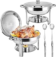 Homiesetify 2-Pack 6QT Stainless Steel Chafing Dishes Buffet Set with Tongs & Spoons - Food Warmers for Parties, Catering & Holidays
