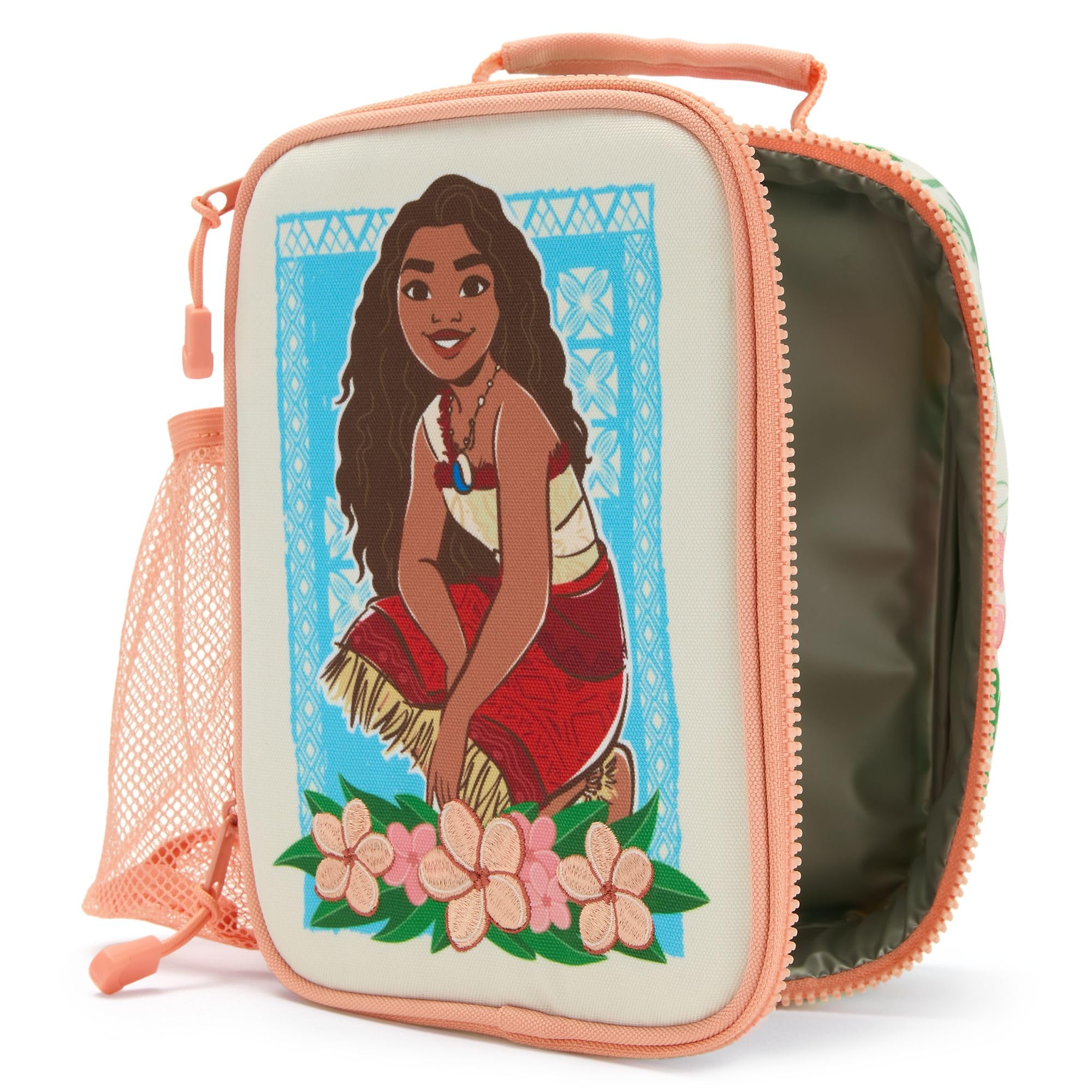 Disney Store Official Sac à pique-nique isotherme Vaiana 2 pour enfants, avec Hei Hei, poche latérale en filet, H 23 x l 18 x P 10 cm
