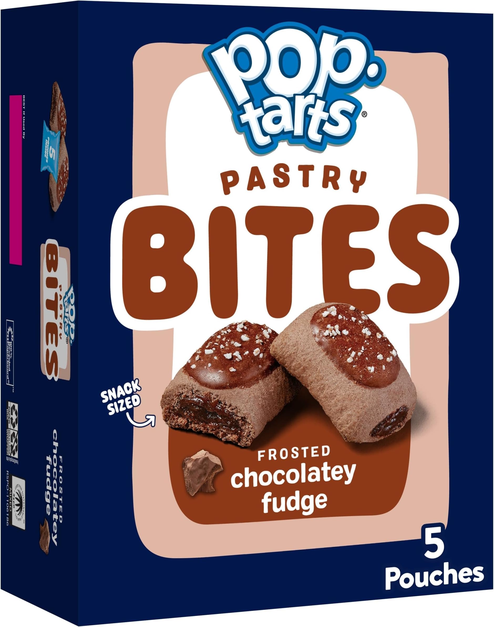 Pop-Tarts Baked Pastry Bites, Kids Snacks, School Lunch, Frosted Chocolatey Fudge, 7oz Box (5 Pouches)