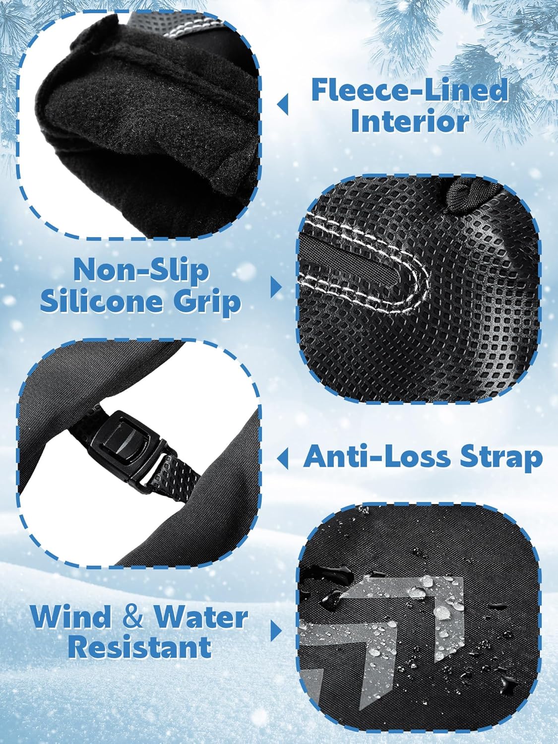 Bencailor 2 Pairs Waterproof Winter Gloves for Men Windproof Touchscreen Fingerless Cold Weather Gloves for Outdoor Activity - Image 4