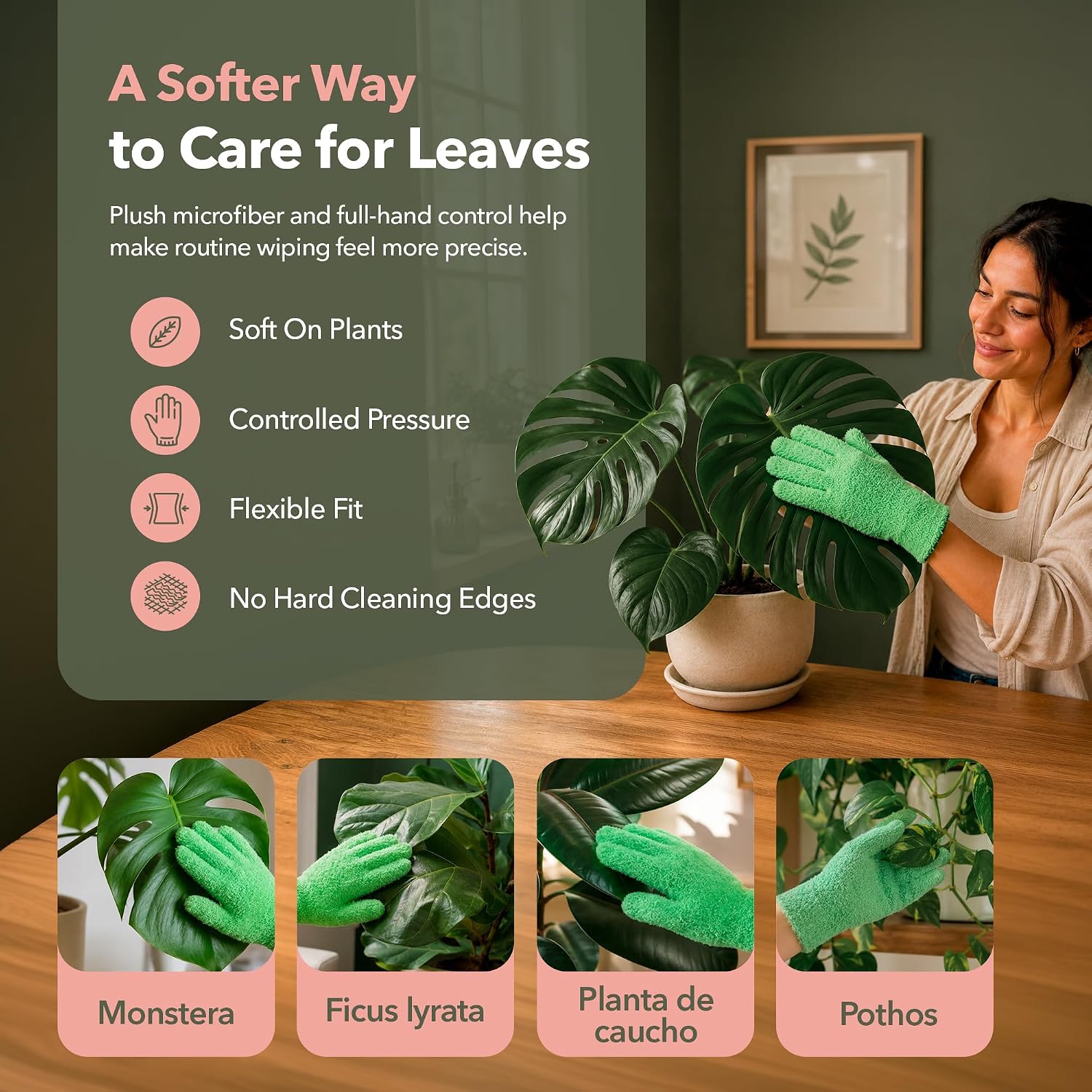 Mossify Leaf Shining Microfiber Gloves image 4
