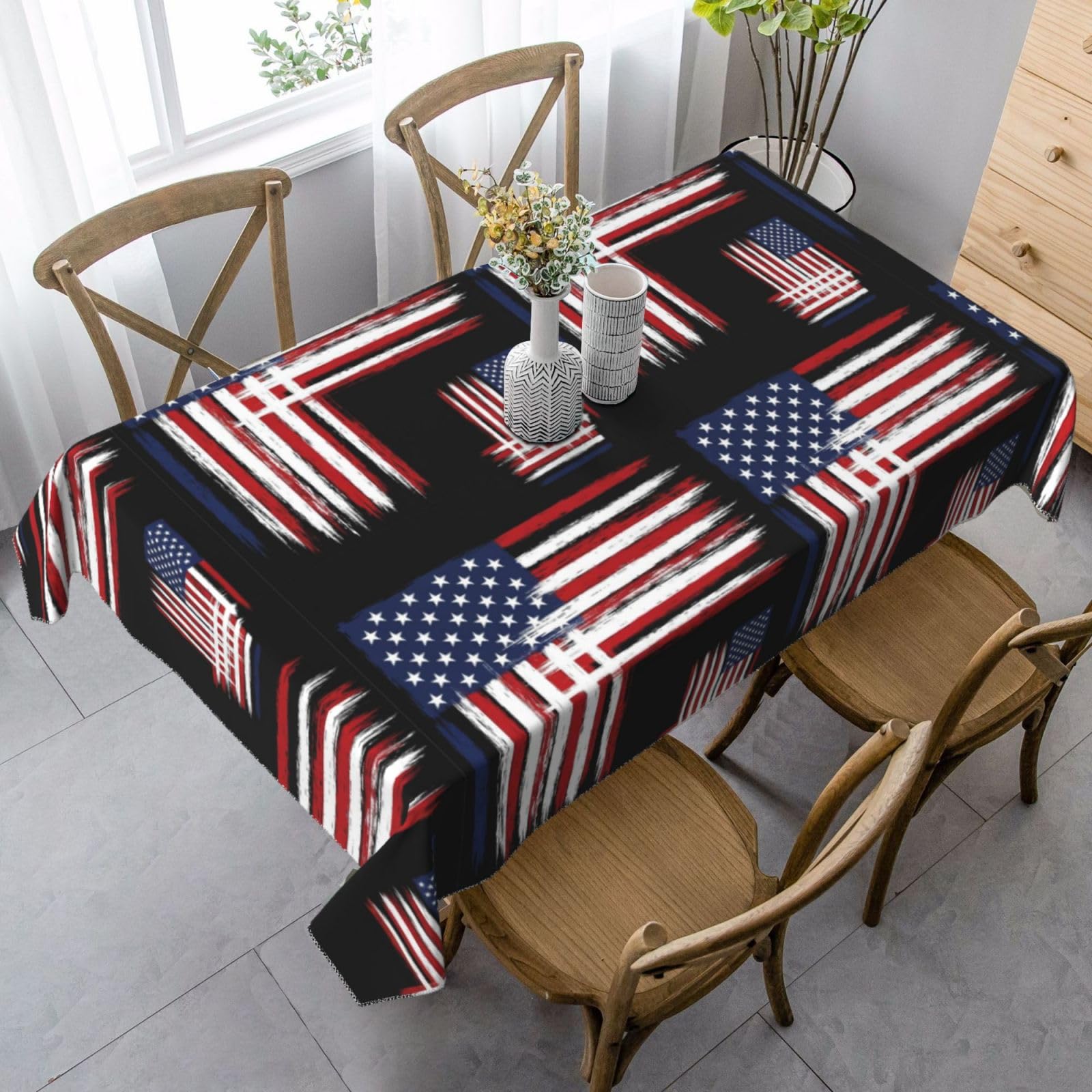 Nappe de table 137x183cm infroissable style rétro américain pour réception