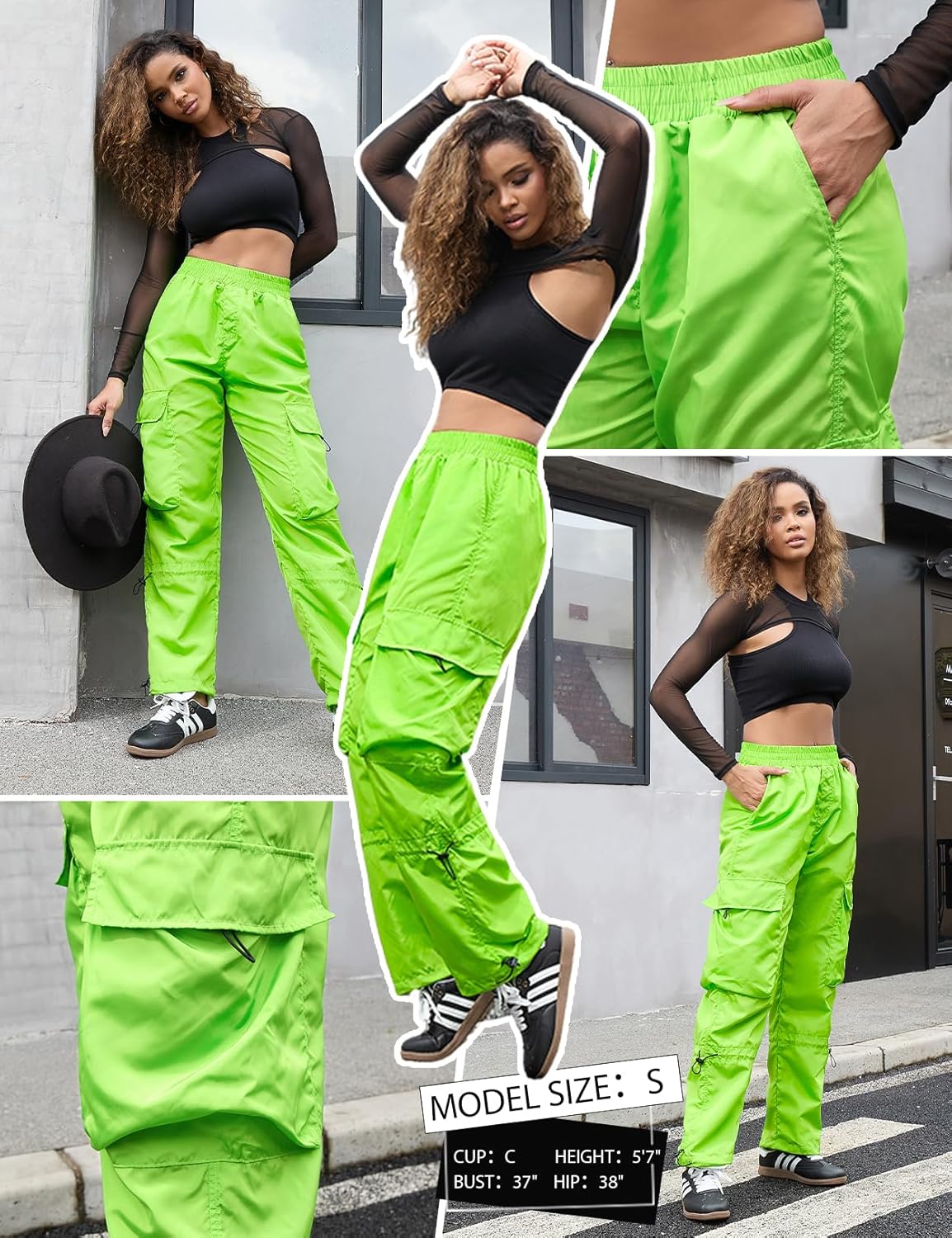 Perfashion Parachute Pants Woman Drawstring Baggy Cargo Pant Rave Concert Outfits Quick Dry Jogger Sweatpants - Image 5
