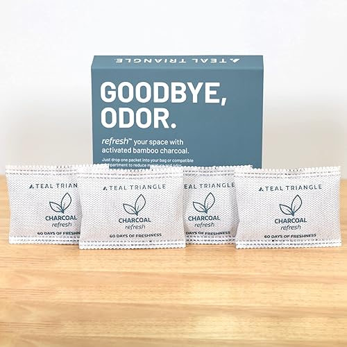 Paquete de 4 bolsas de carbón de bambú, paquetes purificadores de aire para control de olores de 60 días, sin olor natural, pequeñas