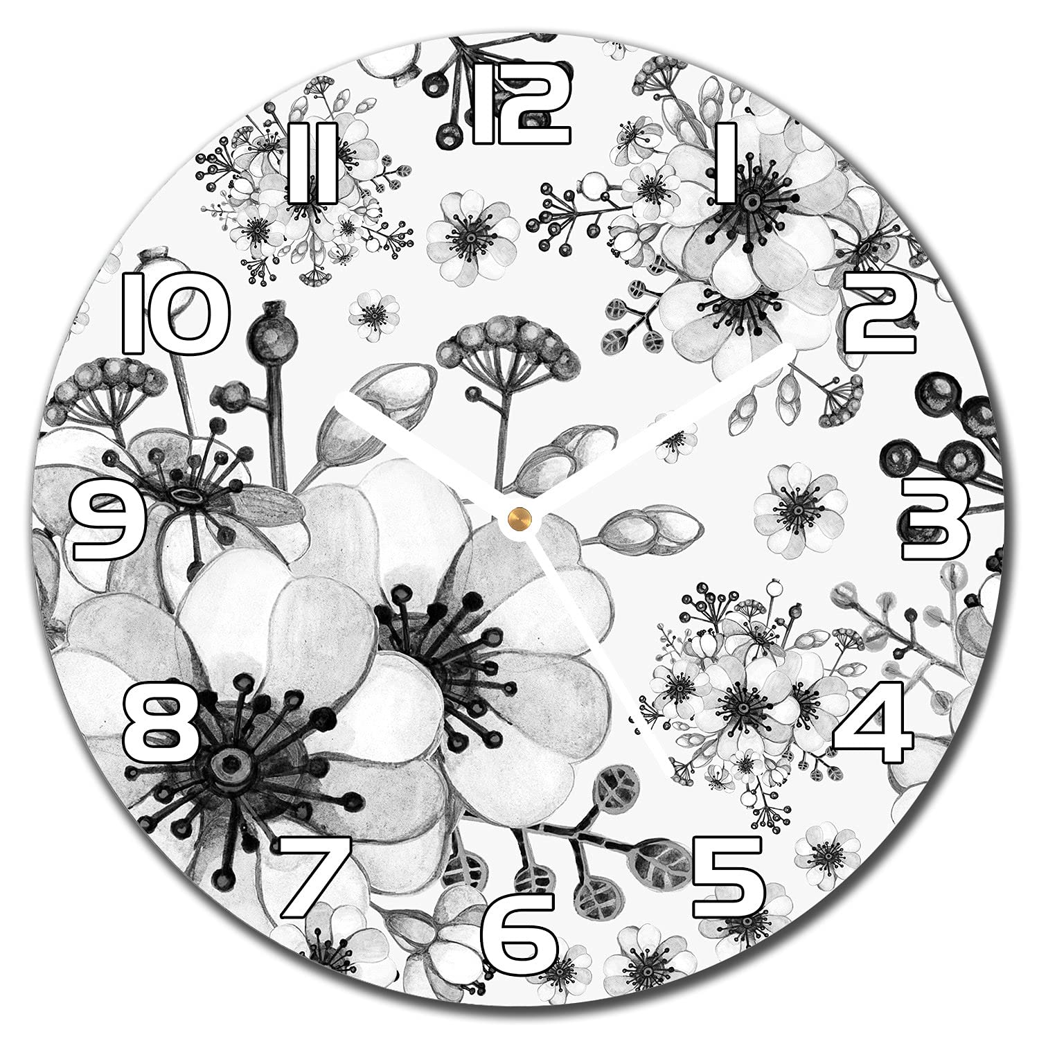 Horloge de cuisine en verre Coloray motif floral pour embellir vos murs facilement